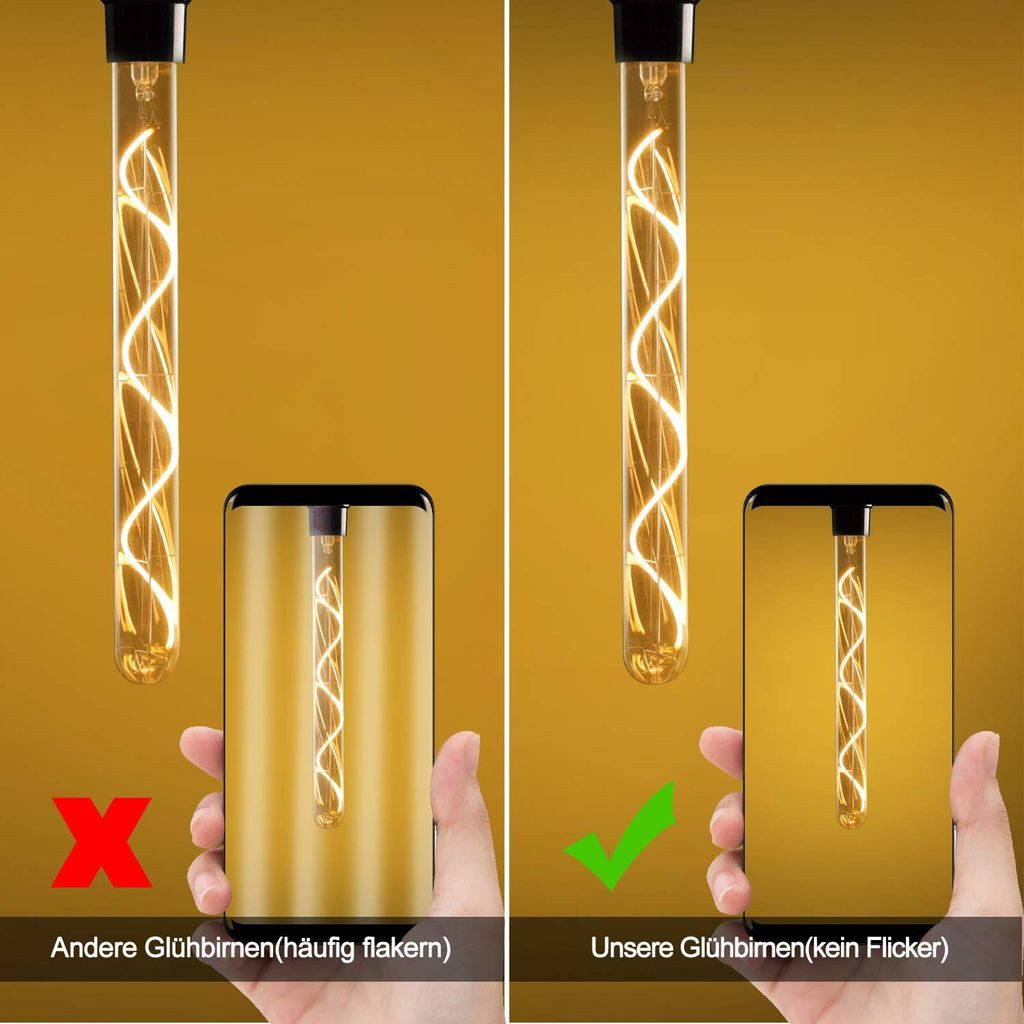 ZMH Ampoule LED E27 style vintage tubulaire 300 mm dorée pour maison et café - 4