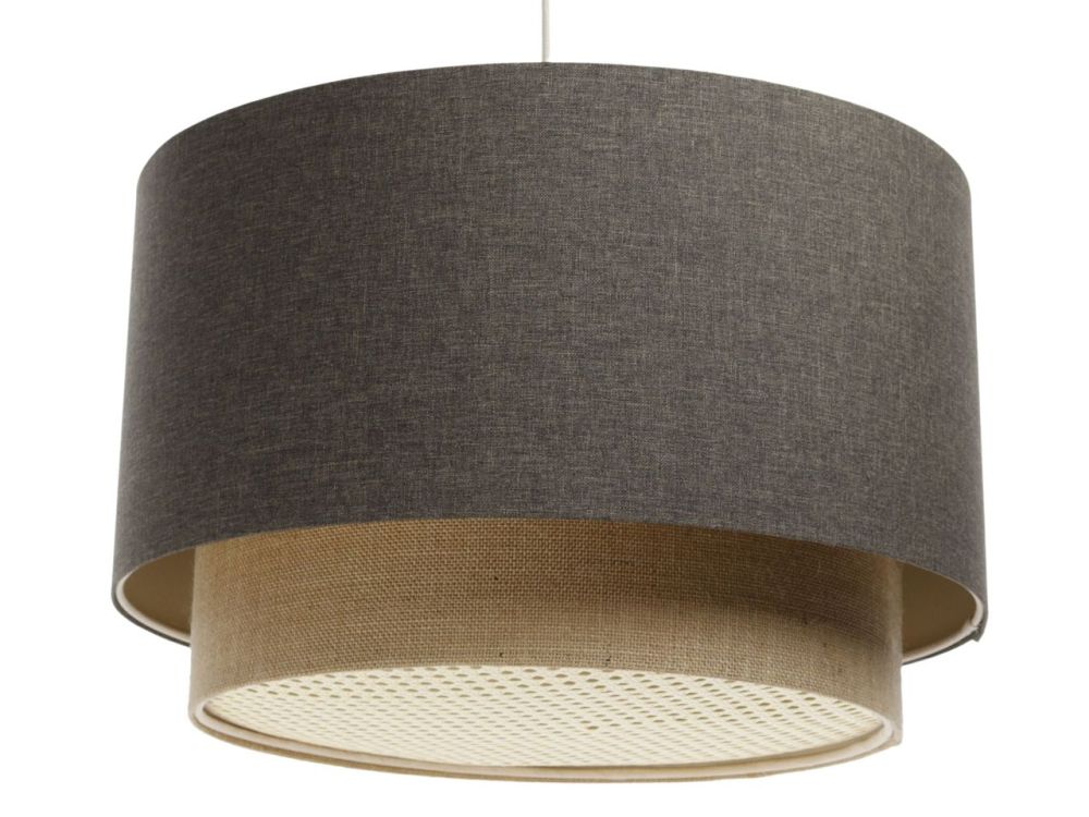 Lampa wisząca ERUTAN DOUBLE RATTAN 60 szara/beżowa