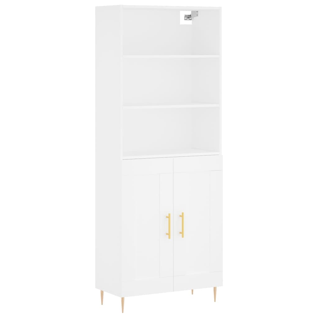 Buffet haut Blanc 69,5x34x180 cm Bois d'ingénierie - 2