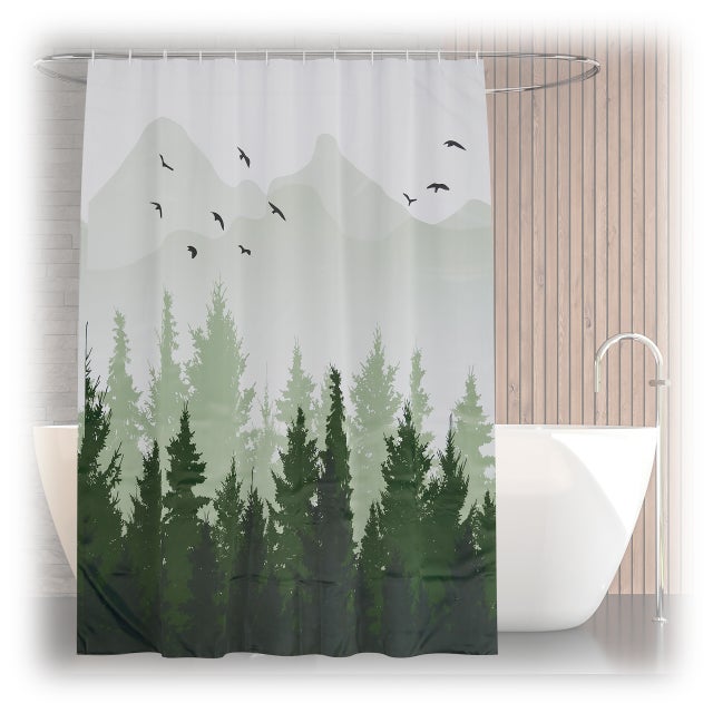 Tenda Doccia CTDMJ 180x200 Cm - Verde, Poliestere, Con 12 Anelli Metallici - Foto 12