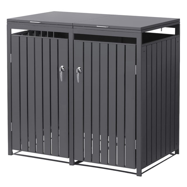 ML-Design pojemnik na śmieci 240L 132x80x120 cm stalowy antracytowy wygląd odporny na warunki atmosferyczne uchylna pokrywa do 2 tony