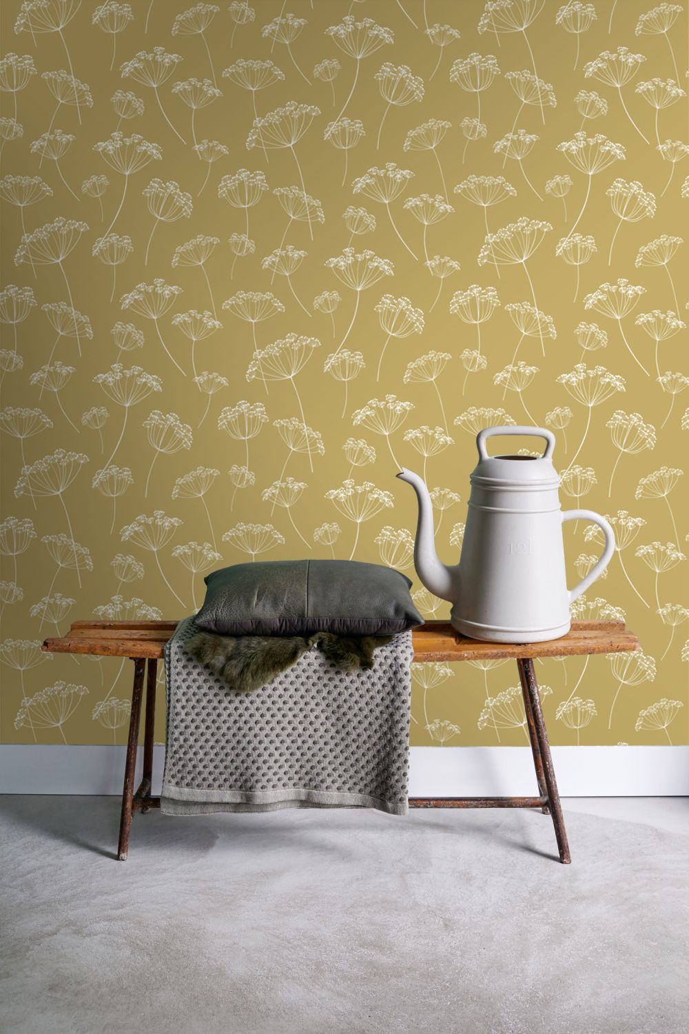 Papier peint ombelles jaune ocre et blanc - 53 cm x 10.05 m - ESTAhome - 8