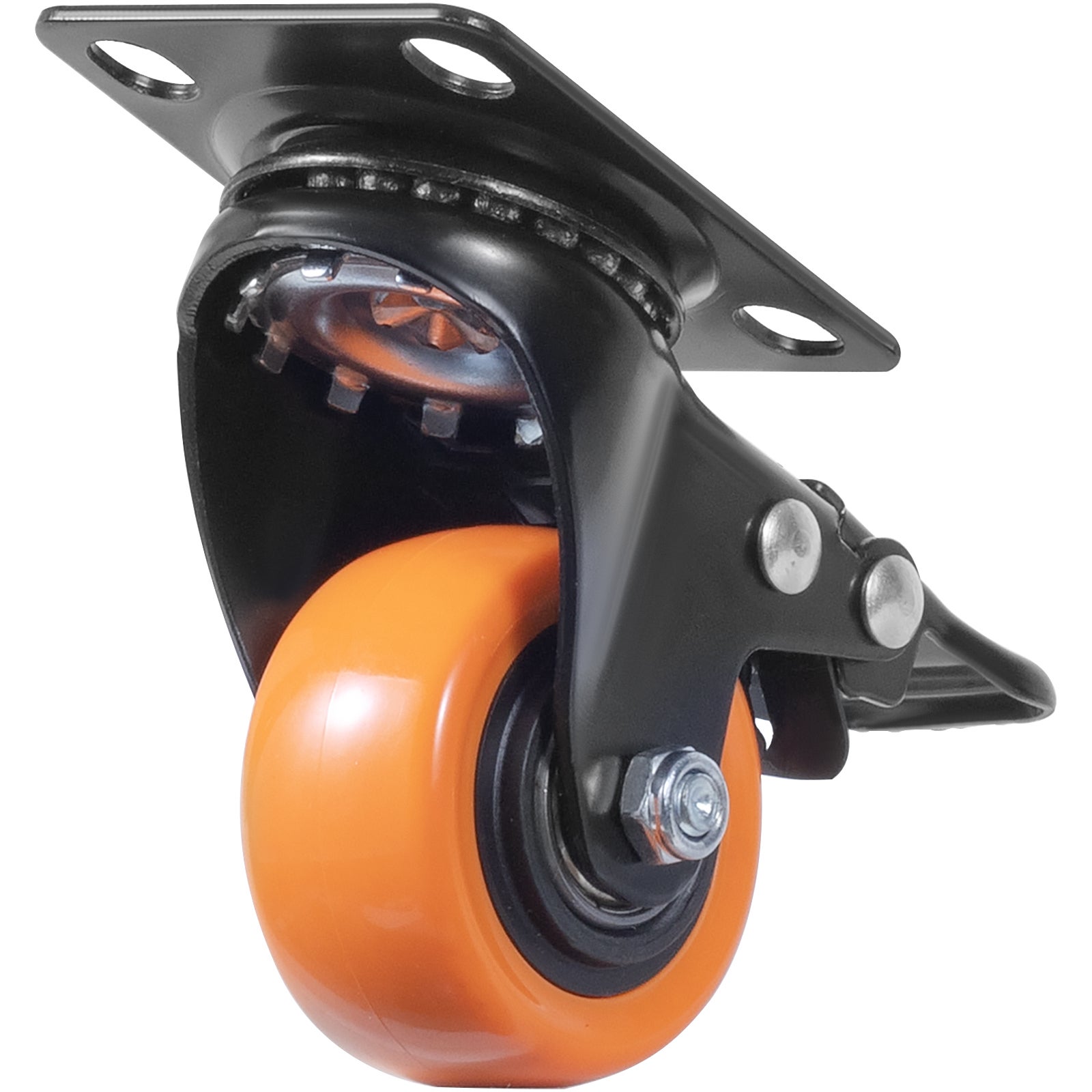 4PCS Roulettes Pivotantes à Plaque SucceBuy 50,8 mm en PVC, Roues Silencieuses avec Frein Double, Charge 68 kg par Roue pour Meubles Établis Chariots - 8