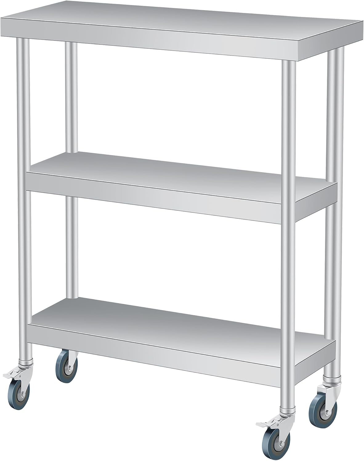 Stainless Steel Table, 14 x 24 x 34 in, 3-Tier Metal Prep Table | Leroy ...
