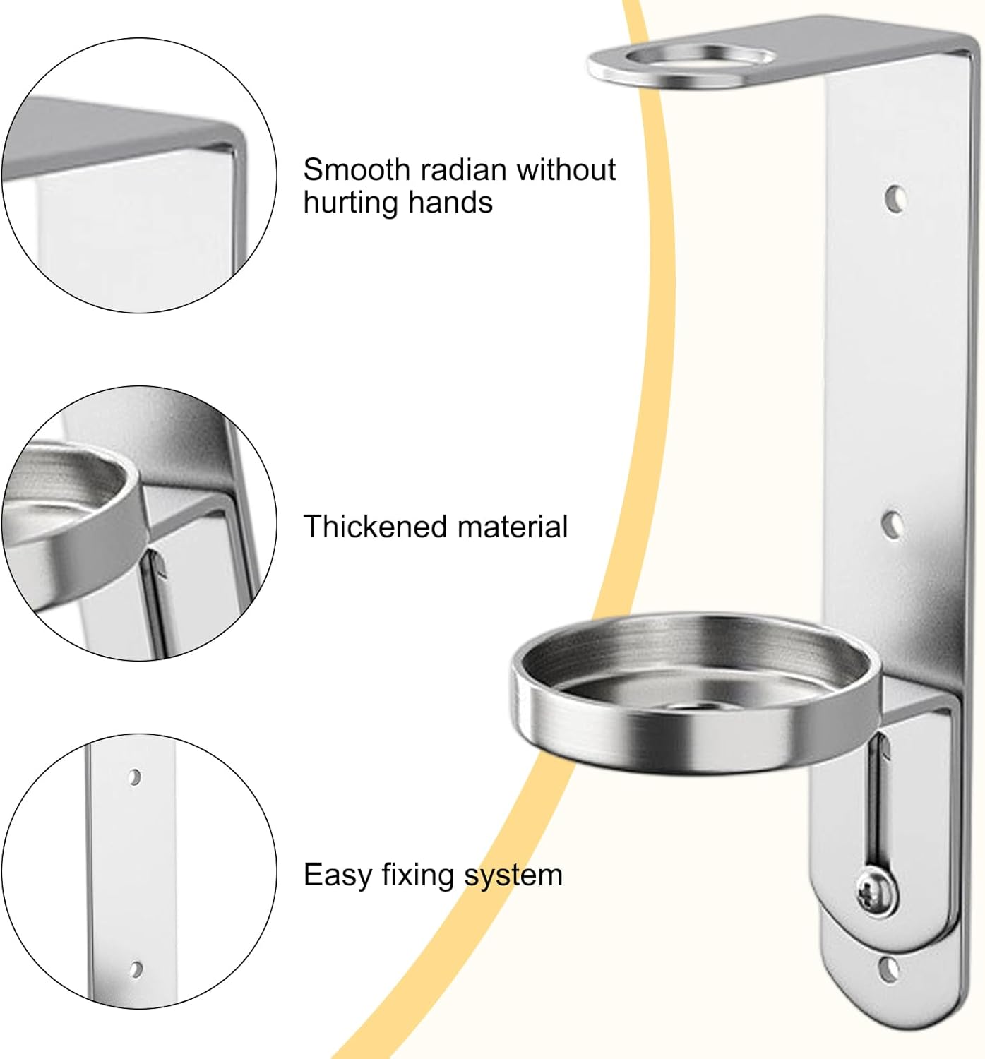 Distributeur de savon - Support mural en acier inoxydable pour pompe à suspendre (1 trou) - 4