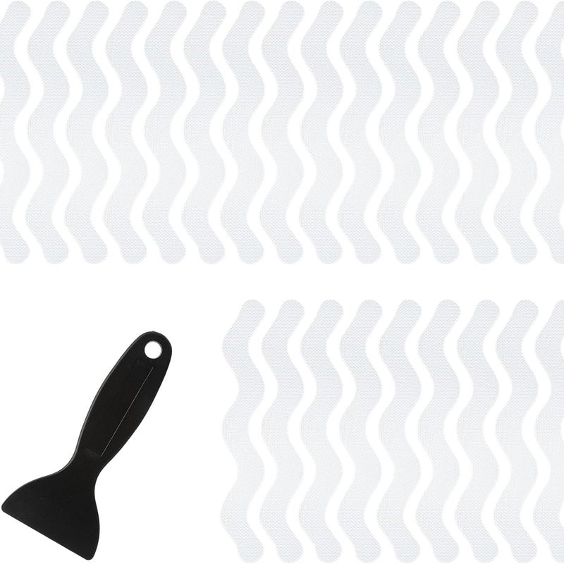 Zestaw 24 naklejek antypoślizgowych do prysznica, pasków zabezpieczających do wanny, naklejek ze skrobakiem do schodów wanny i prysznica.