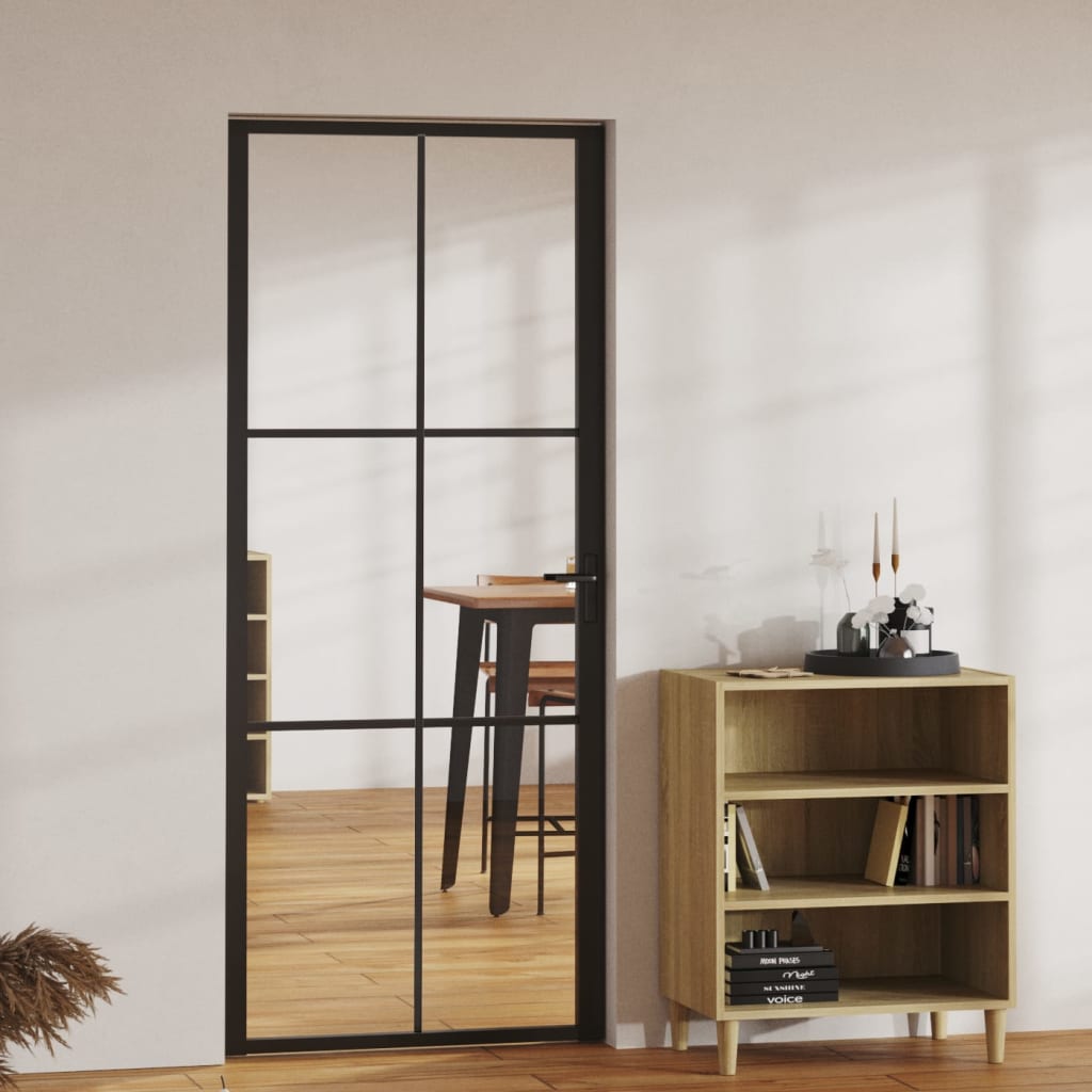 Puerta interior esg cristal y aluminio 83x201,5 cm negro