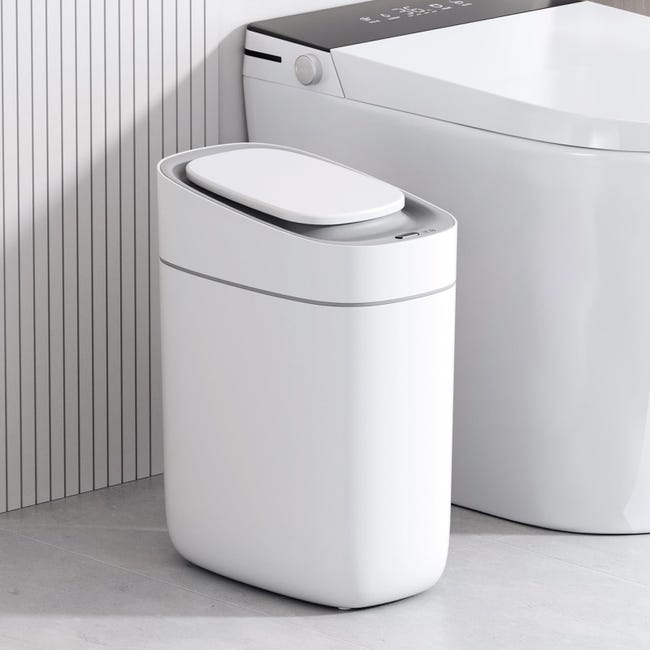 Fockety Pattumiera Automatica, Pattumiera Touchless da 20 Litri in PP Impermeabile per Bagno (Tipo di batteria: sono necessarie 2 batterie AA Fockety Pattumiera Automatica, Pattumiera Touchless da 20 Litri in PP Impermeabile per Bagno (Tipo di batteria: sono necessarie 2 batterie AA
