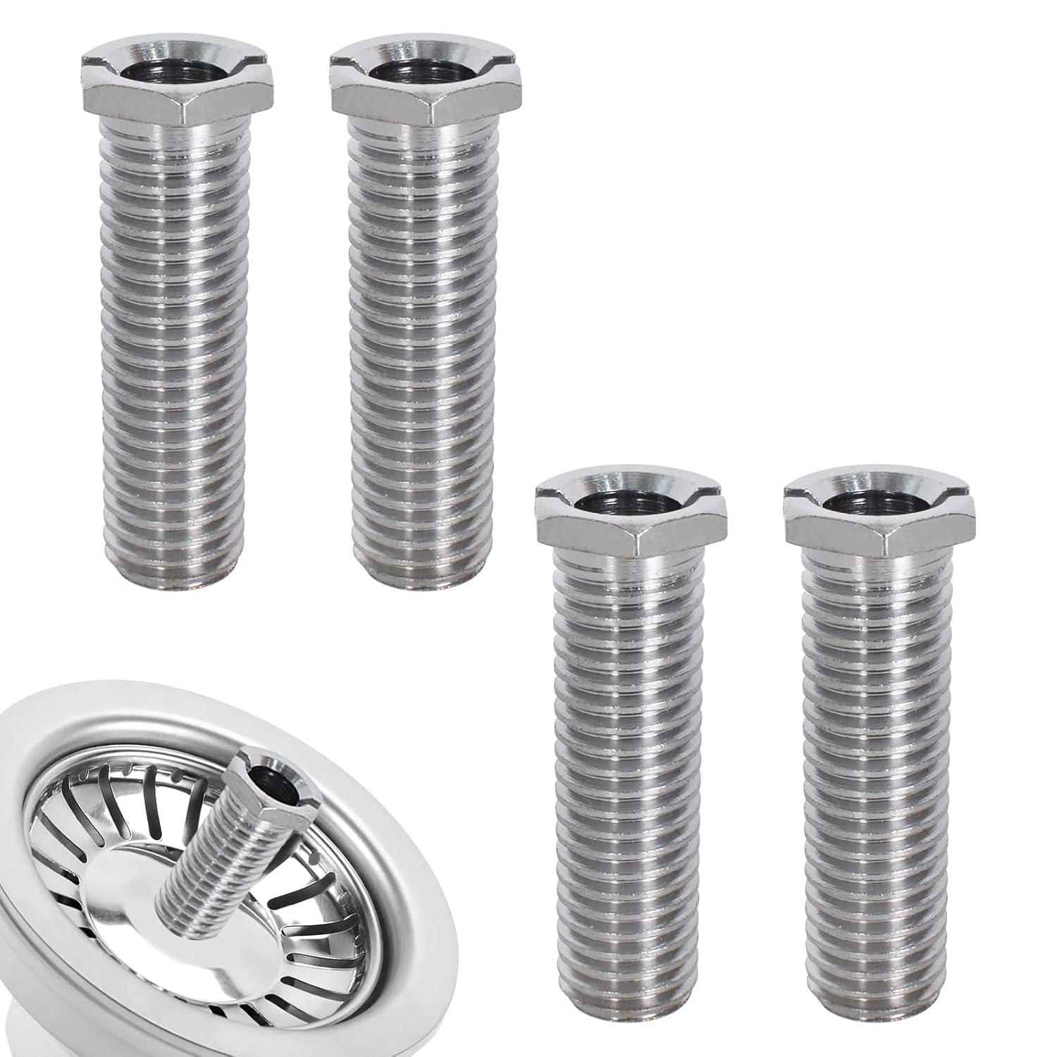 4 Pezzi Vite Cava Lavello 45 MM, Viti Tappo Lavandino Cucina in Acciaio Inox Viti del Cestello del Lavello Vite Cava per Scolapiatti con Valvola da 1.5 e 3.5
