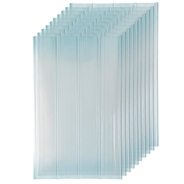Tôle de toiture translucide en polyester ondulé, L : 1,6 m - L : 90 cm, épaisseur 2 mm, translucide, 10 pièces