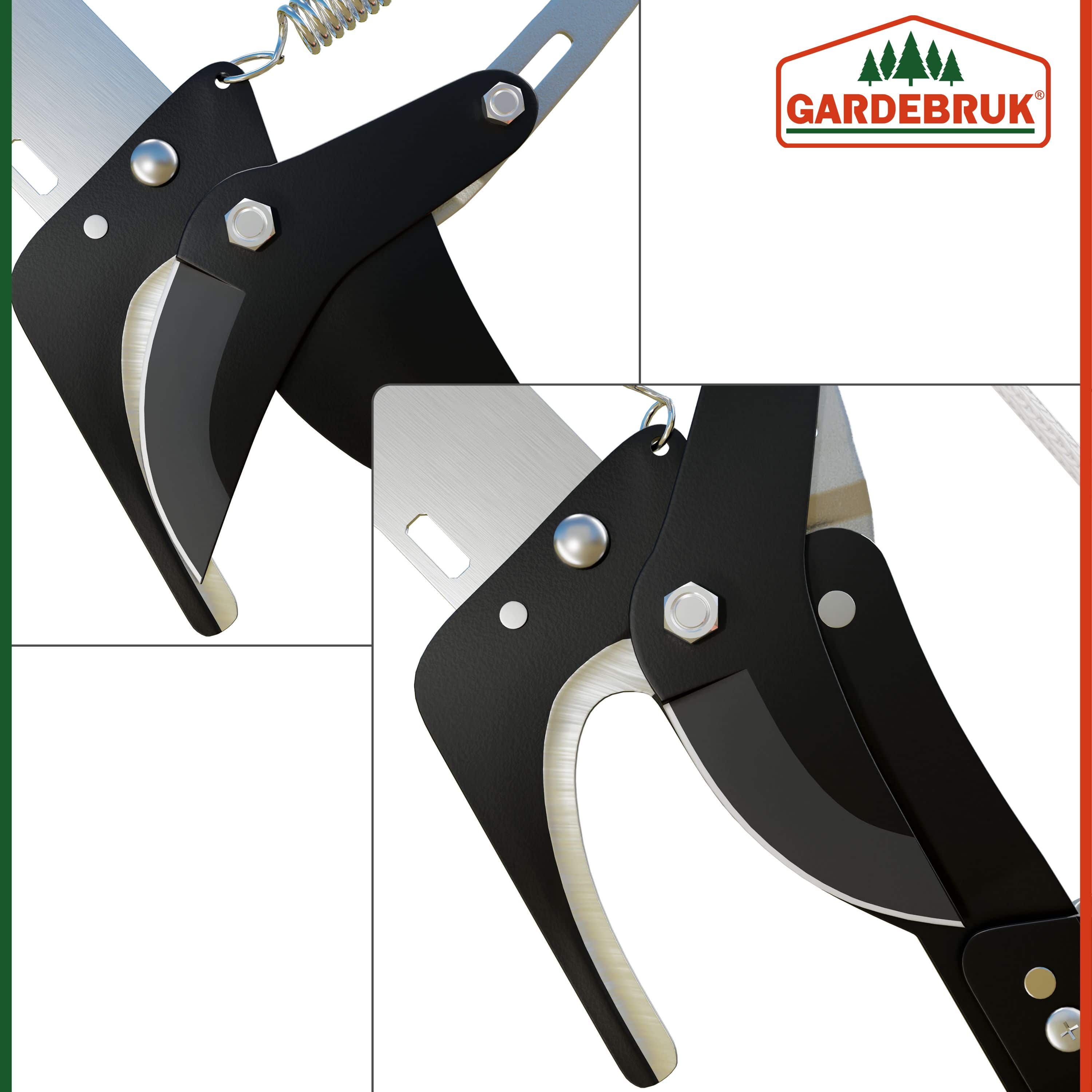 DEUBA® Scie télescopique 2en1 hauteur de travail max. 4m corde tirage sécateur coupe-branches arbre scie à élaguer jardinage outil - 7