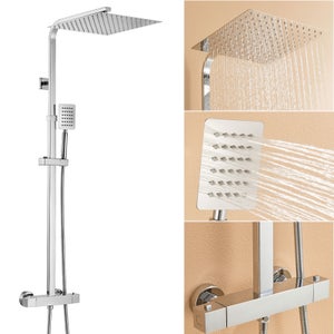 Auralummax Colonne Douche Thermostatique Hauteur Réglable entre 96-130cm, Mitigeur Baignoire avec Pommeau de Douche 30x30CM, pour Salle de Bain,Chromé Leroy Merlin Les bons plans des petits projets avant l'été