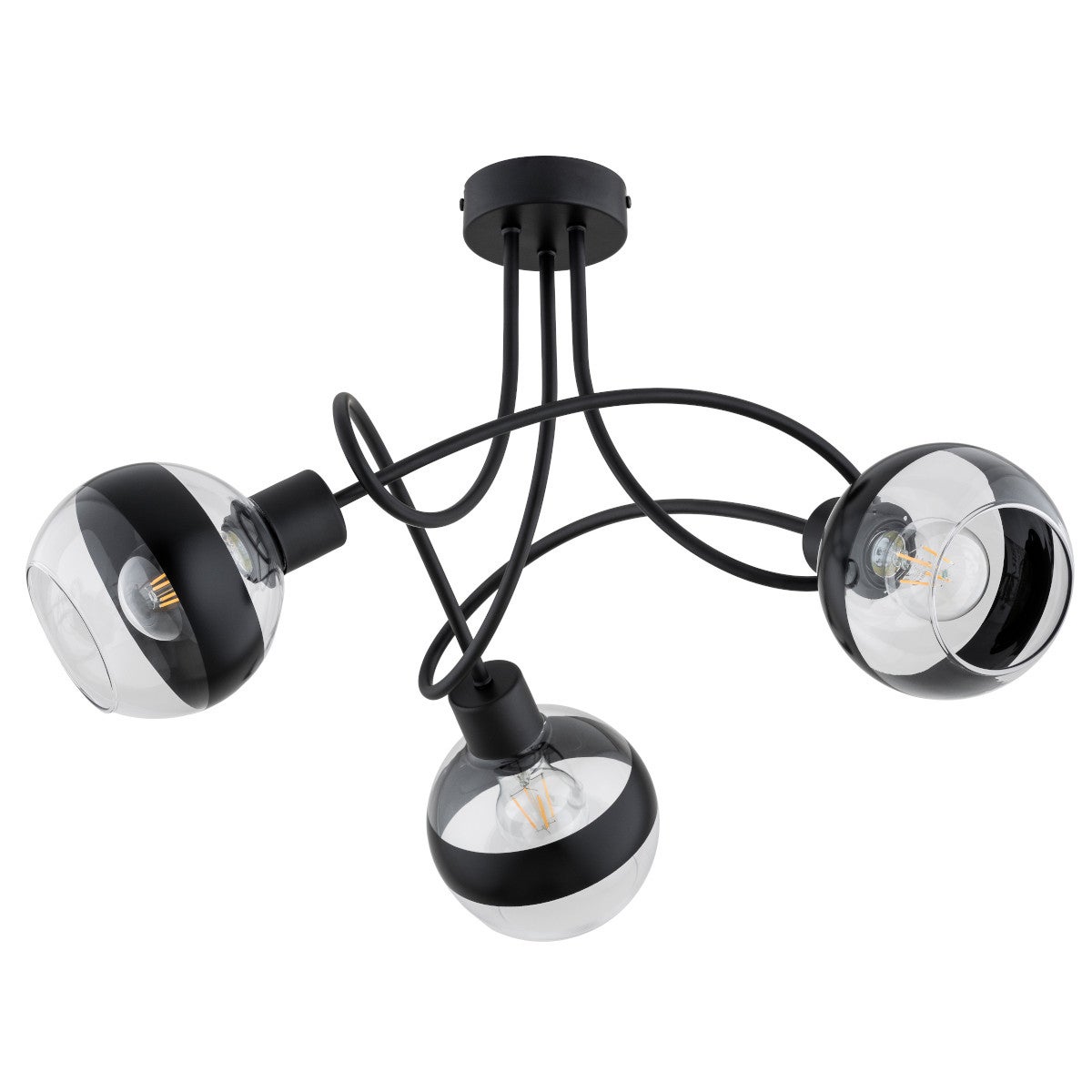 Lampa sufitowa wisząca Karo czarno-przezroczysty 3xE27x15W nowoczesna wym: 38 x 58 x 58 cm szkło Alfa