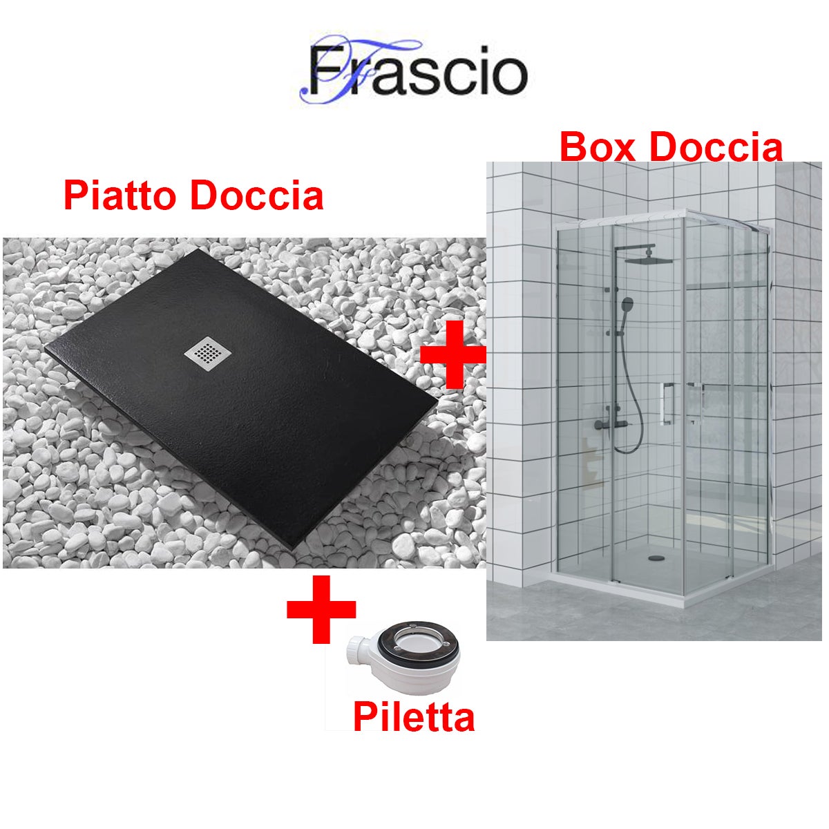 Brodzik Vulcano Line Slim Black 70x120 cm + Kabina prysznicowa 70x120 cm z otworem narożnym - FRASCIO