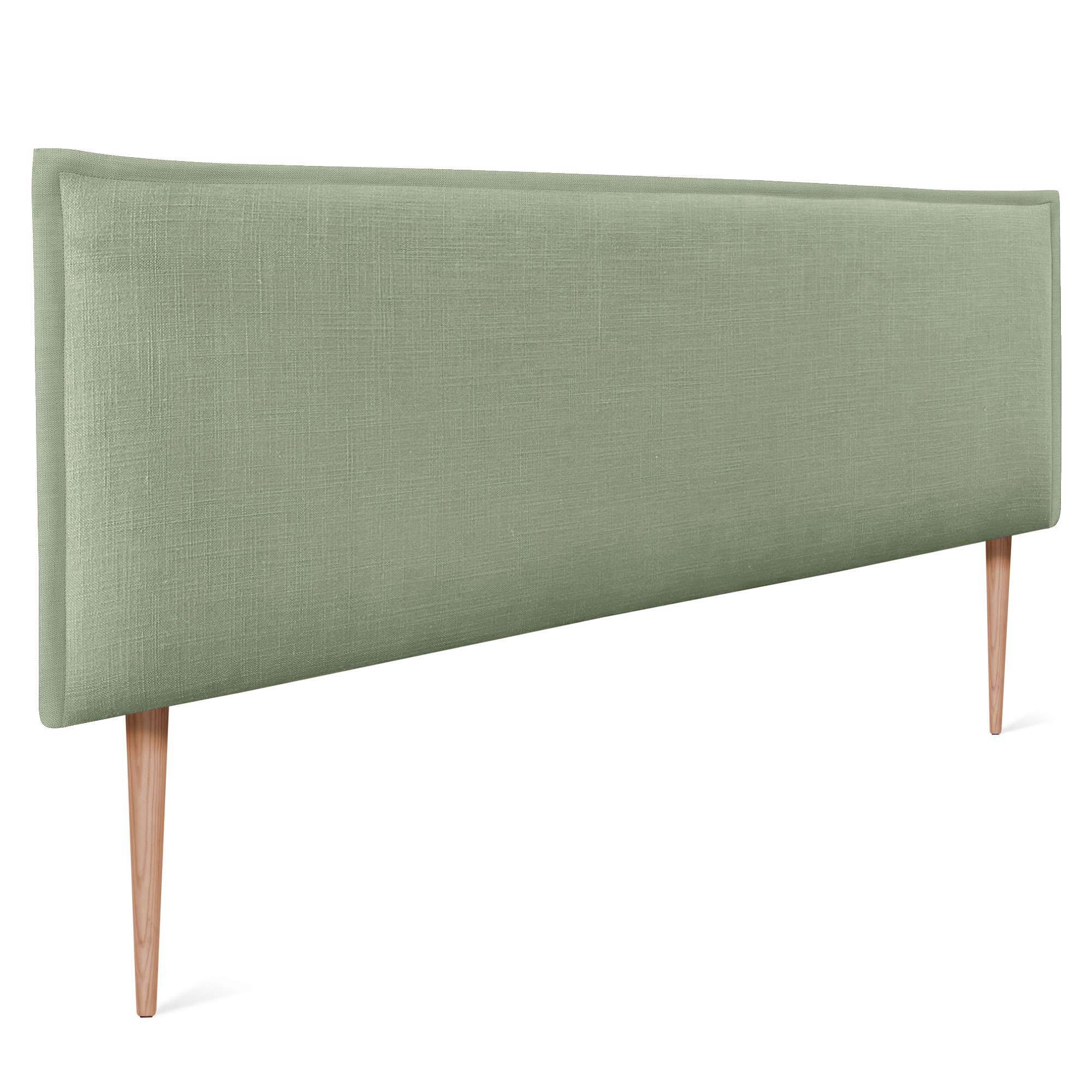 Dhome cabecero de lino natural liso con ribete 160x105cm con patas camas 150/160 - verde
