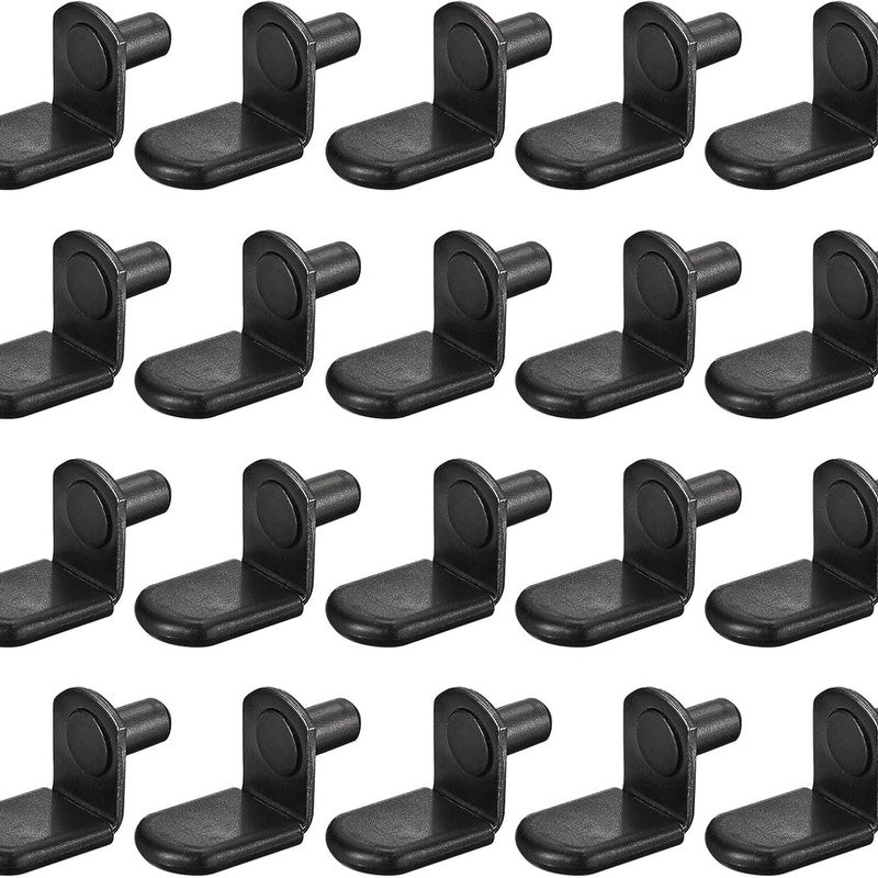 25 szt. 6 mm kolców podporowych w kształcie litery L do półek meblowych z gumowymi tulejkami, czarne