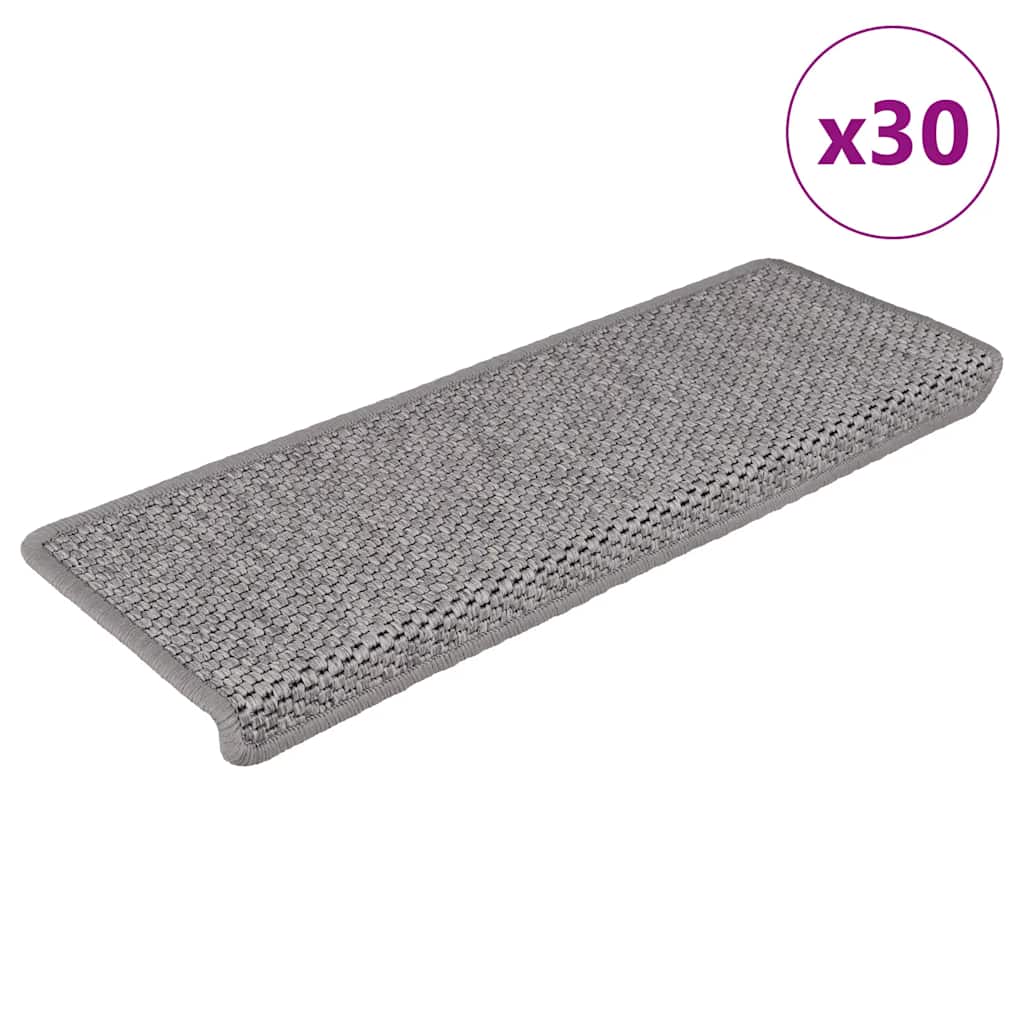 Alfombrillas autoadhesivas para escaleras, 30 unidades, 65 x 21 x 4 cm, color plata