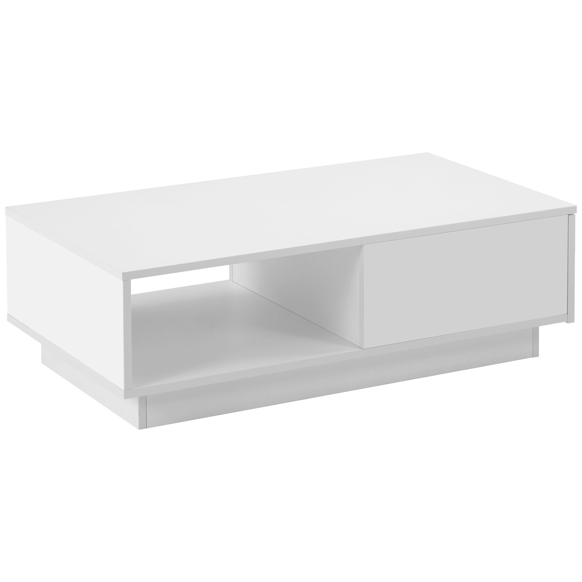 Tavolino da Salotto Lucido 95x55x32cm con LED 15 Colori Bianco Arredamento Moderno - 4