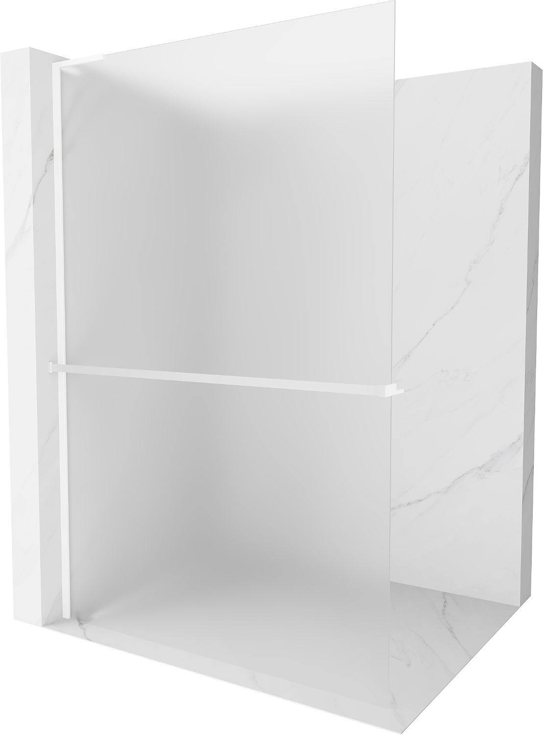 Mexen Kioto+ L ścianka prysznicowa z półką Walk-in 70 x 200 cm, szron, biała - 800-070-123-20-30