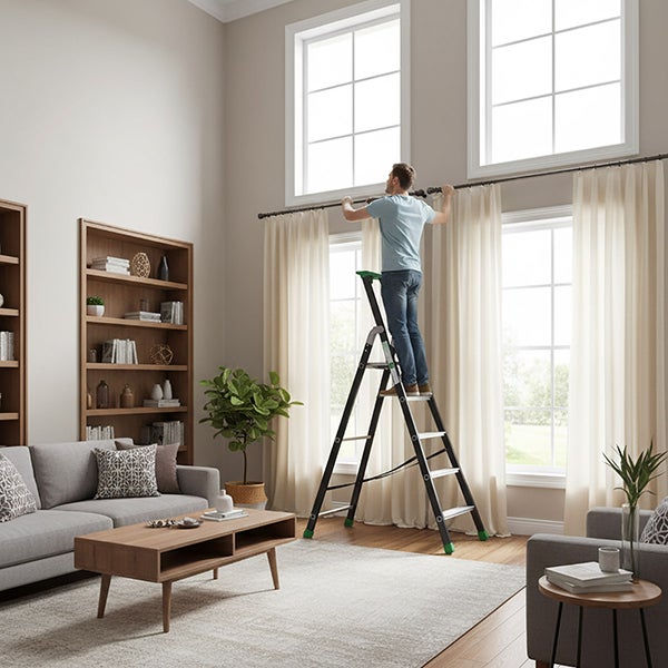 Escabeau anodisé 5 marches - Hauteur max. de travail 2.92m - Q50/5P - 5