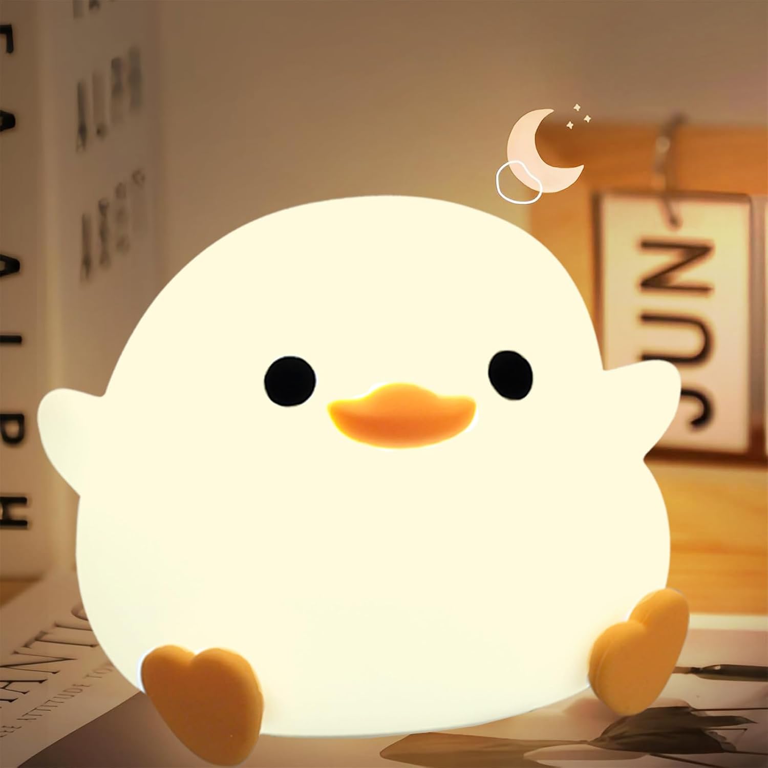Lampka nocna LED dla dzieci Dodo Duck z miękkim silikonowym pudrem sterowaniem dotykowym zmiennymi poziomami światła możliwością ładowania przez USB