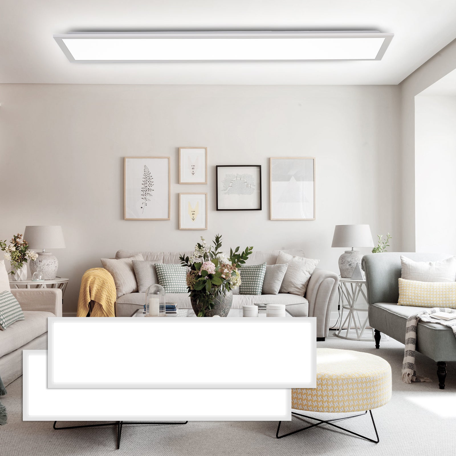 LOVHAUS 2 PCS Panel LED Sufitowy 100x25cm, Wewnętrzny Regulowany Panel LED 3000K-6500K Z Pilotem, Pamięć 110LM/W Lampa Do Salonu Sypialni