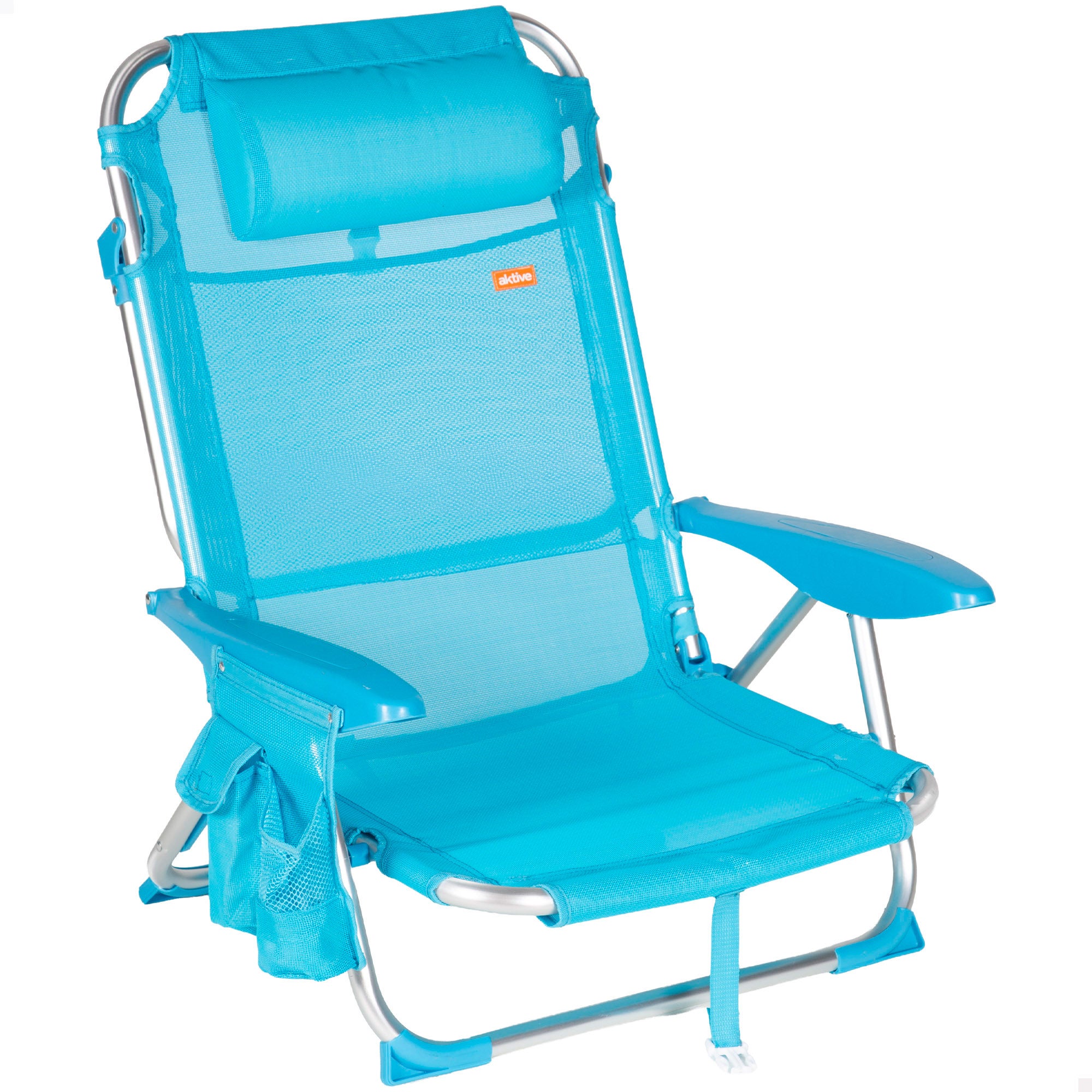 Aktive silla de playa baja plegable y multiposición 51x45x76 cm azul