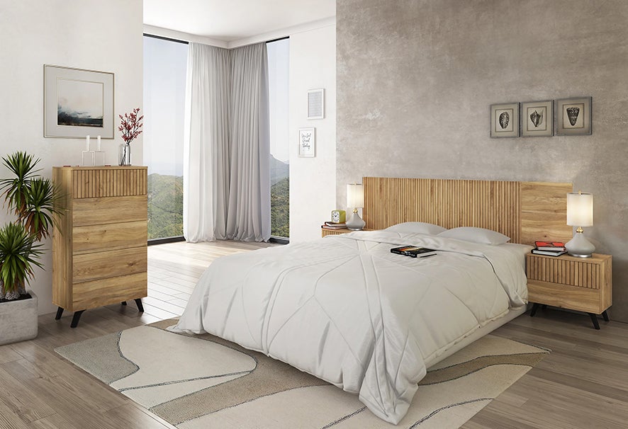 Meyvaser - Sinfonier con 5 Cajones y con Patas, Comoda Cajonera Dormitorio, Color Mauvella-rayas, 60cm (Ancho) x 118,5cm (Alto) x 37,8cm (Fondo) - 4