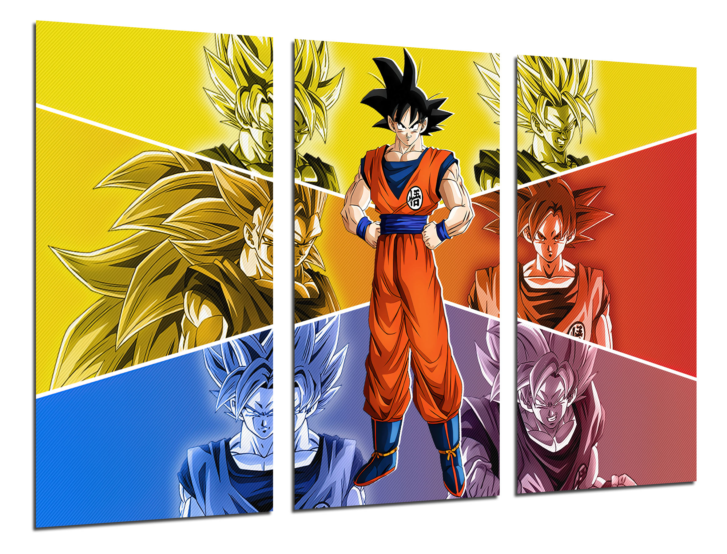 Set cuadros vídeo juego, dragon ball, son goku, , impresión digital sobre madera