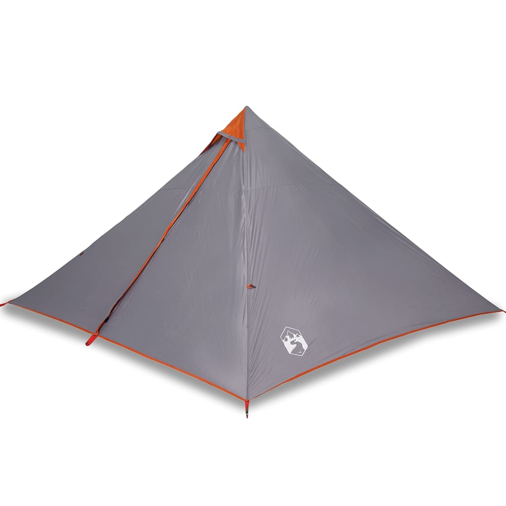 VidaXL Tente Familiale Tipi 8 Personnes Gris Orange - Imperméable Camping Extérieur