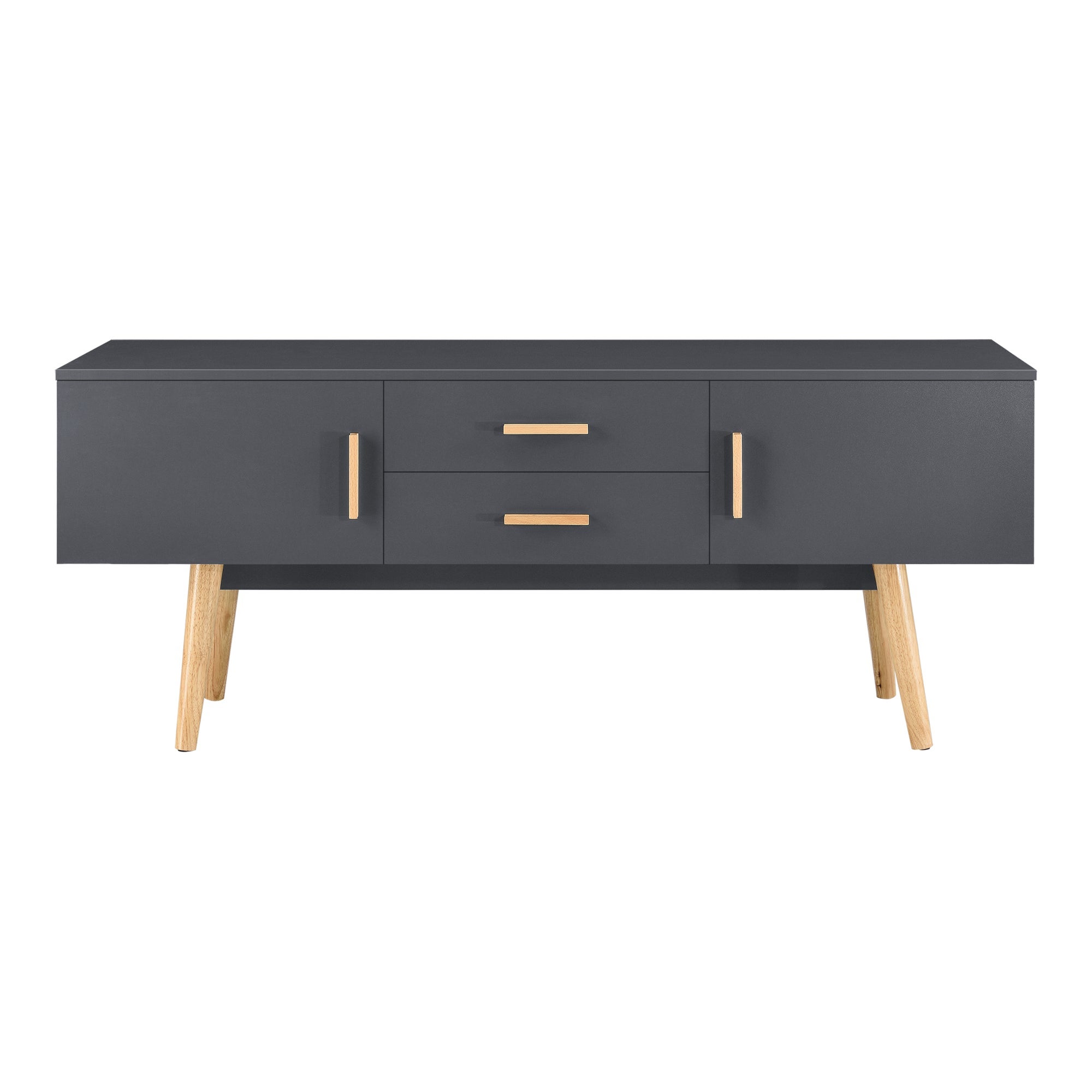 ISAR Mueble de televisión diseño rústico industrial 145 madera de acacia con tallas y patas de