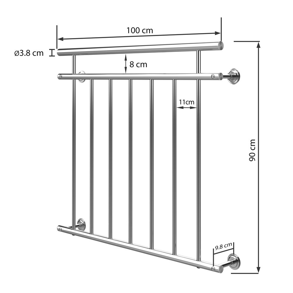 NUO Balustrade de balcon argent V2A acier inoxydable 90x184cm main