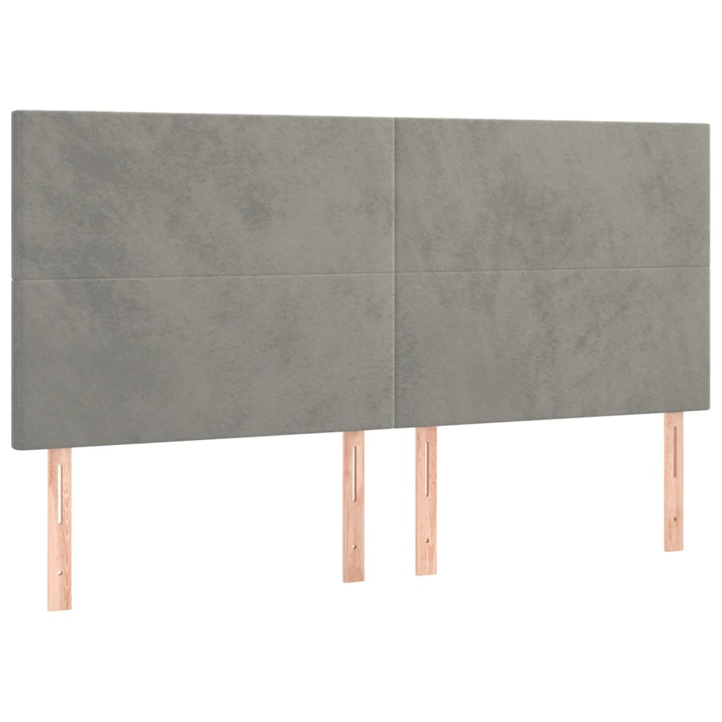 Cadre de lit sans matelas gris clair 160 x 200 cm en velours - 9