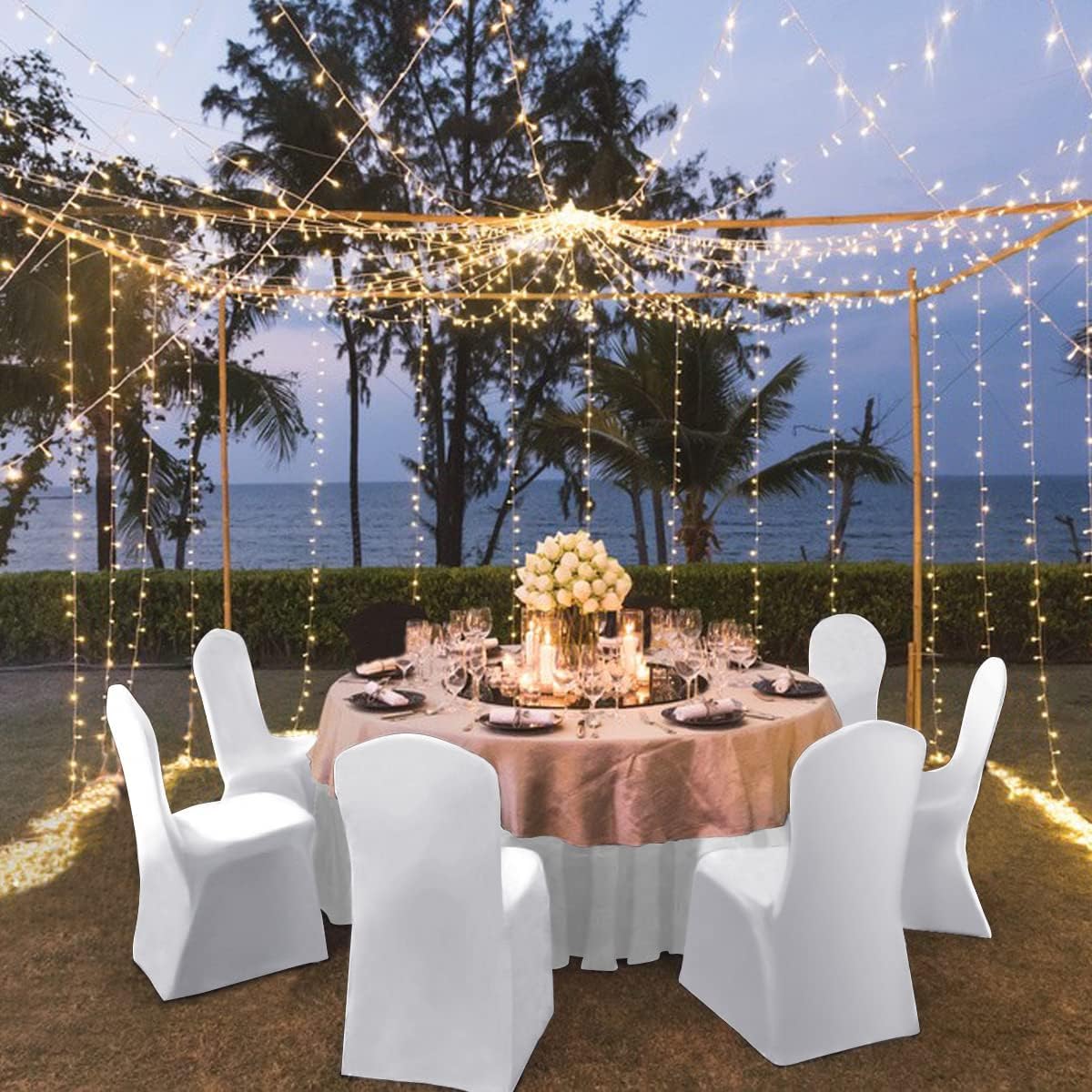 Coprisedie elastici, piedini sottili e rotondi, 150 g (confezione da 6) White - 6