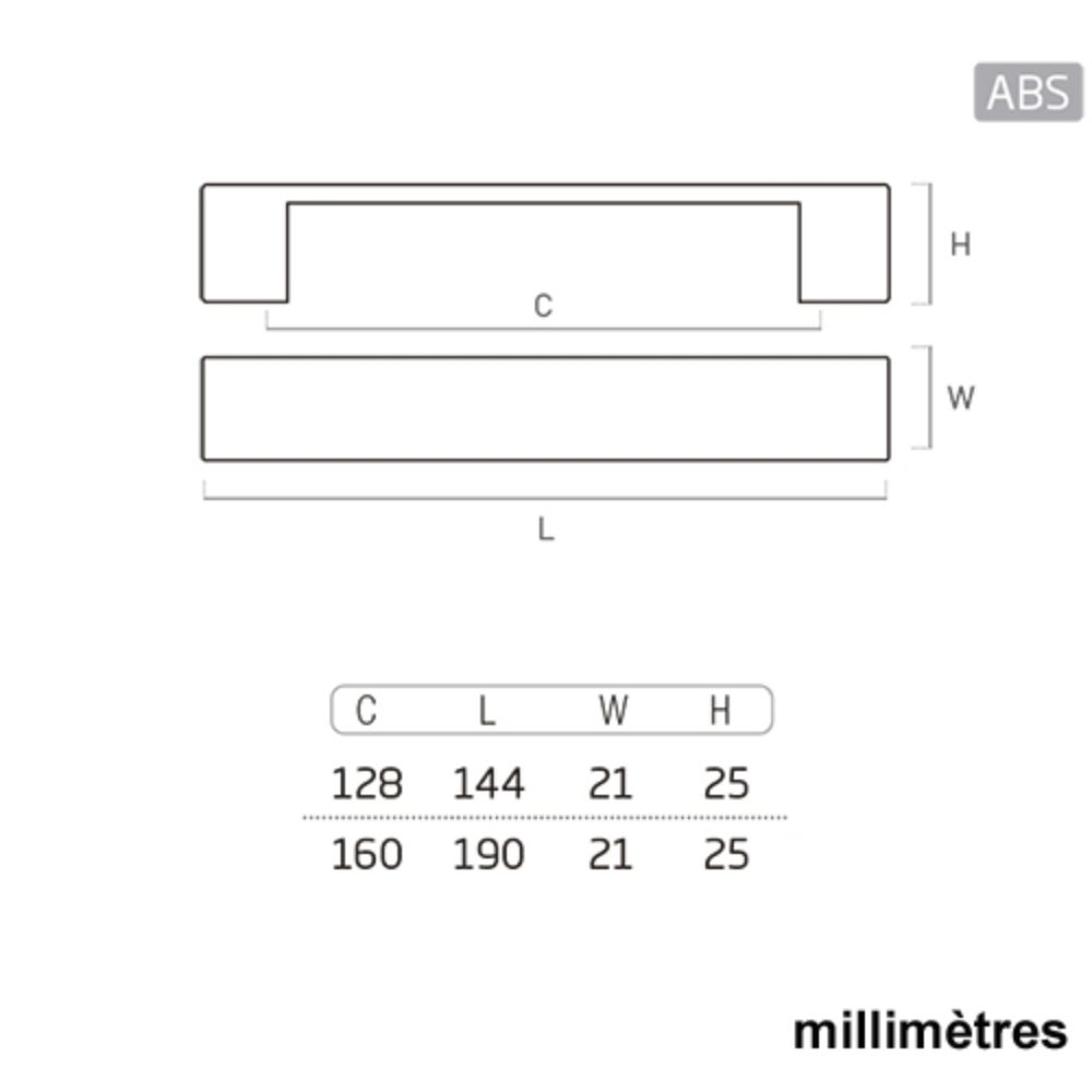 6 Un. TIRADOR Asa Mueble resina plástica ABS negro mate Puerta Armario COCINA - Distancia tornillos 128MM - 3