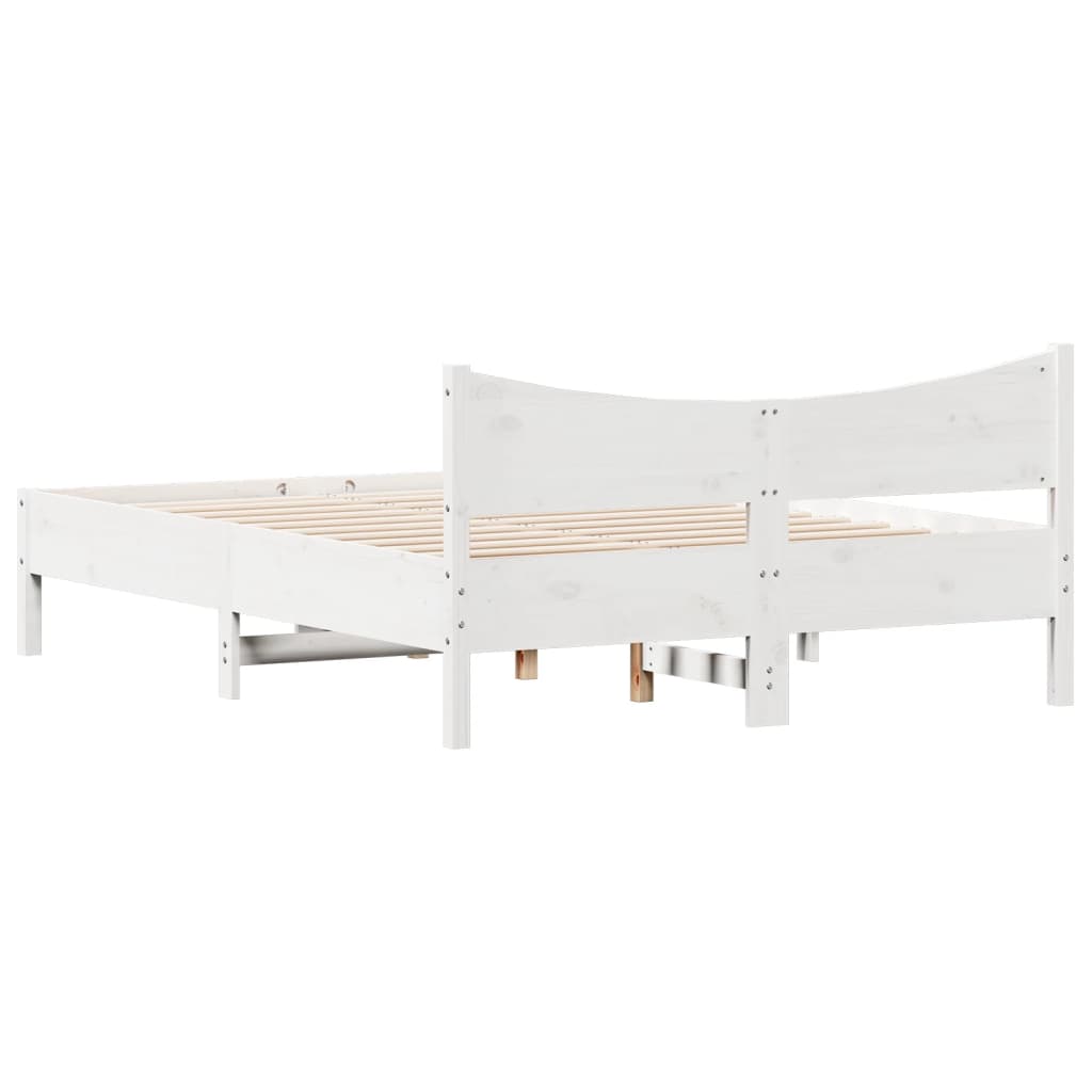 Cadre de lit Blanc 120x190 cm Bois de pin massif - 6