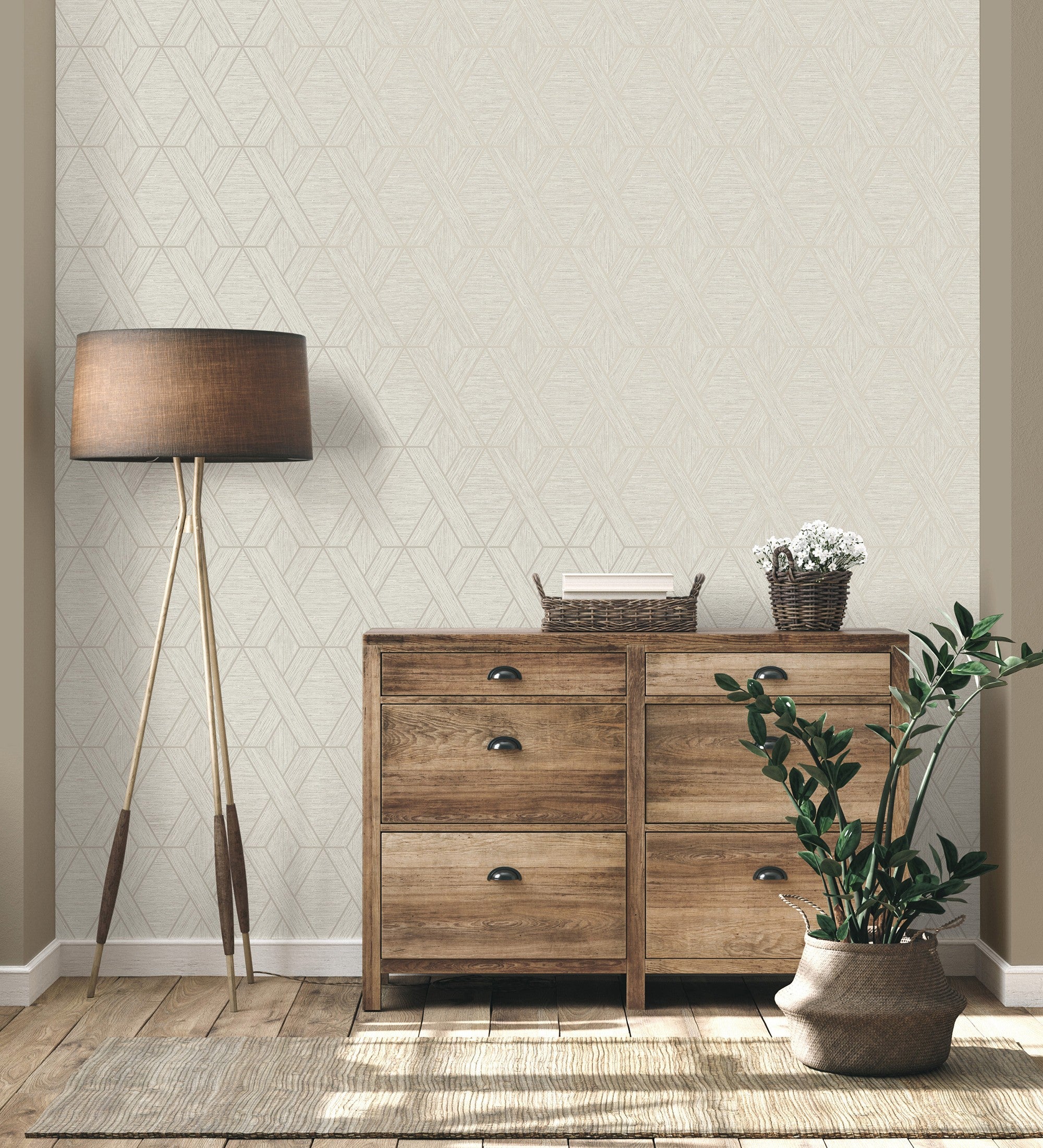 Papier peint lessivable géométrique avec lignes tressés métallisées imitation tissu - Evolet Braided 681977 de GAULAN - Rouleaux de 10 m x 0,52 m - 4