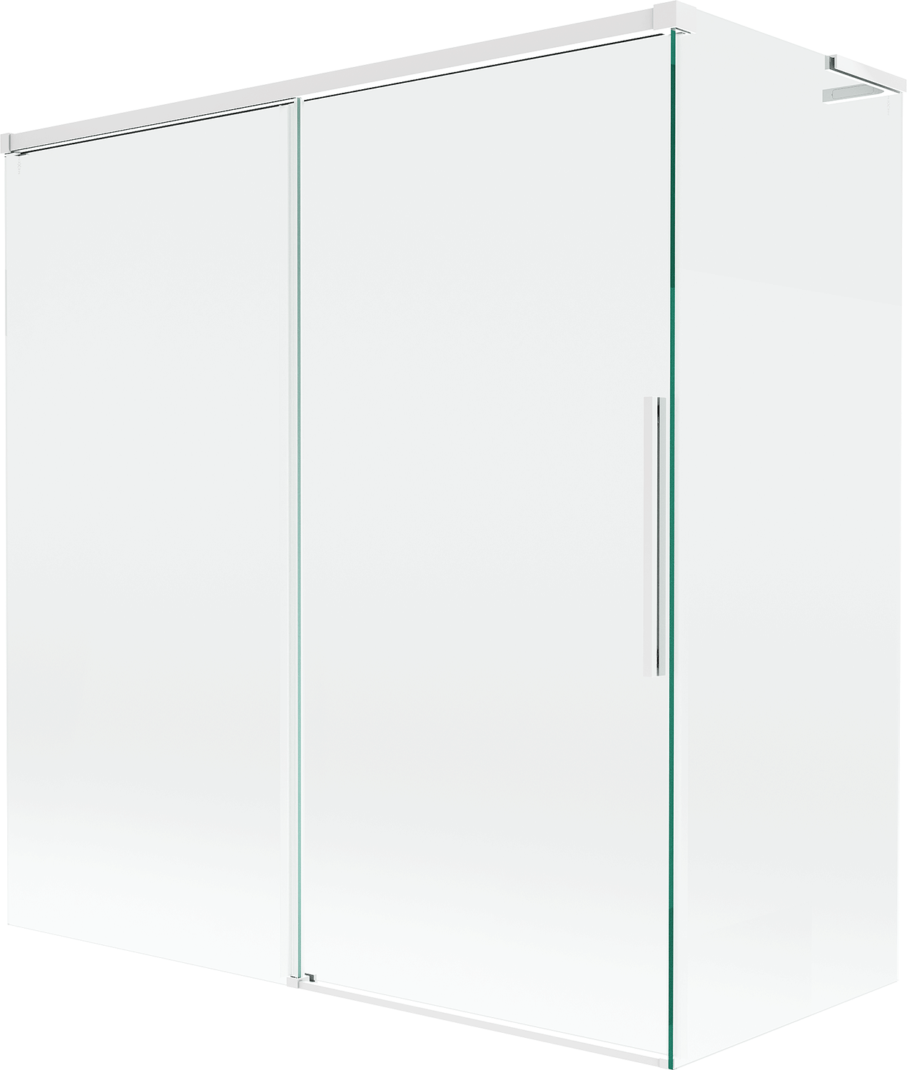 Mexen Rox L parawan nawannowy 2-skrzydłowy rozsuwany 150 + 70 x 150 cm, transparent, biały - 8C9L-150-070-20-00