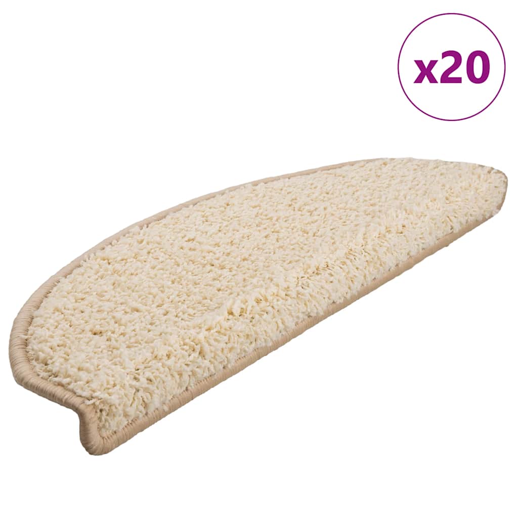 Maty na schody 20 szt. 65x21x4 cm Kremowe półokrągłe duże vidaXL