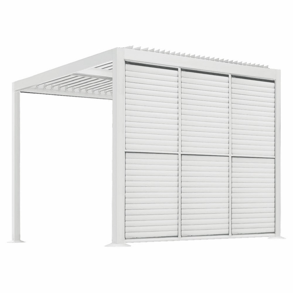 Persiana lateral de aluminio blanco para pérgola eden de 3 m – lamas orientables
