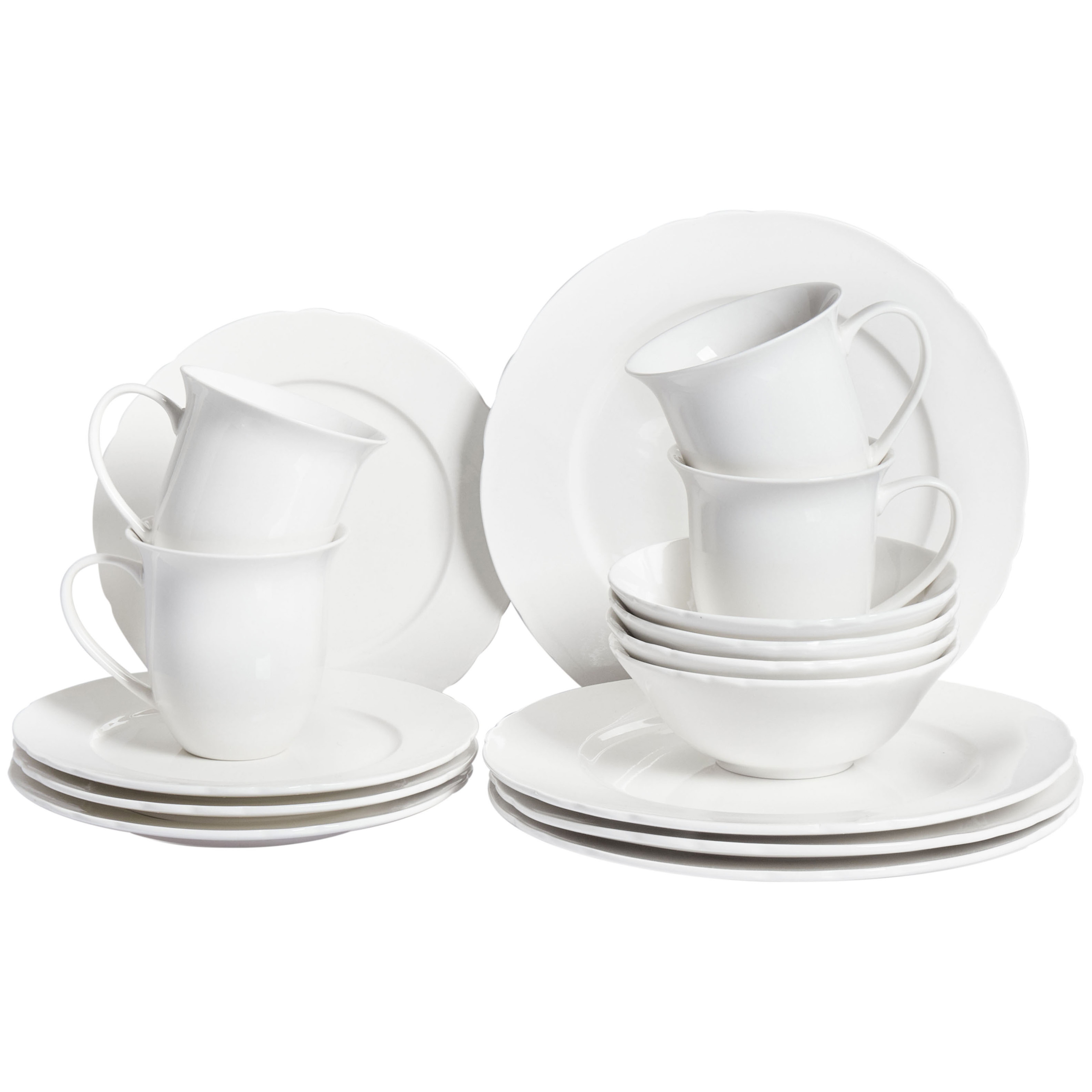 Beliani Vajilla De 16 Piezas Elderberry Porcelana Blanco , Leroy Merlin