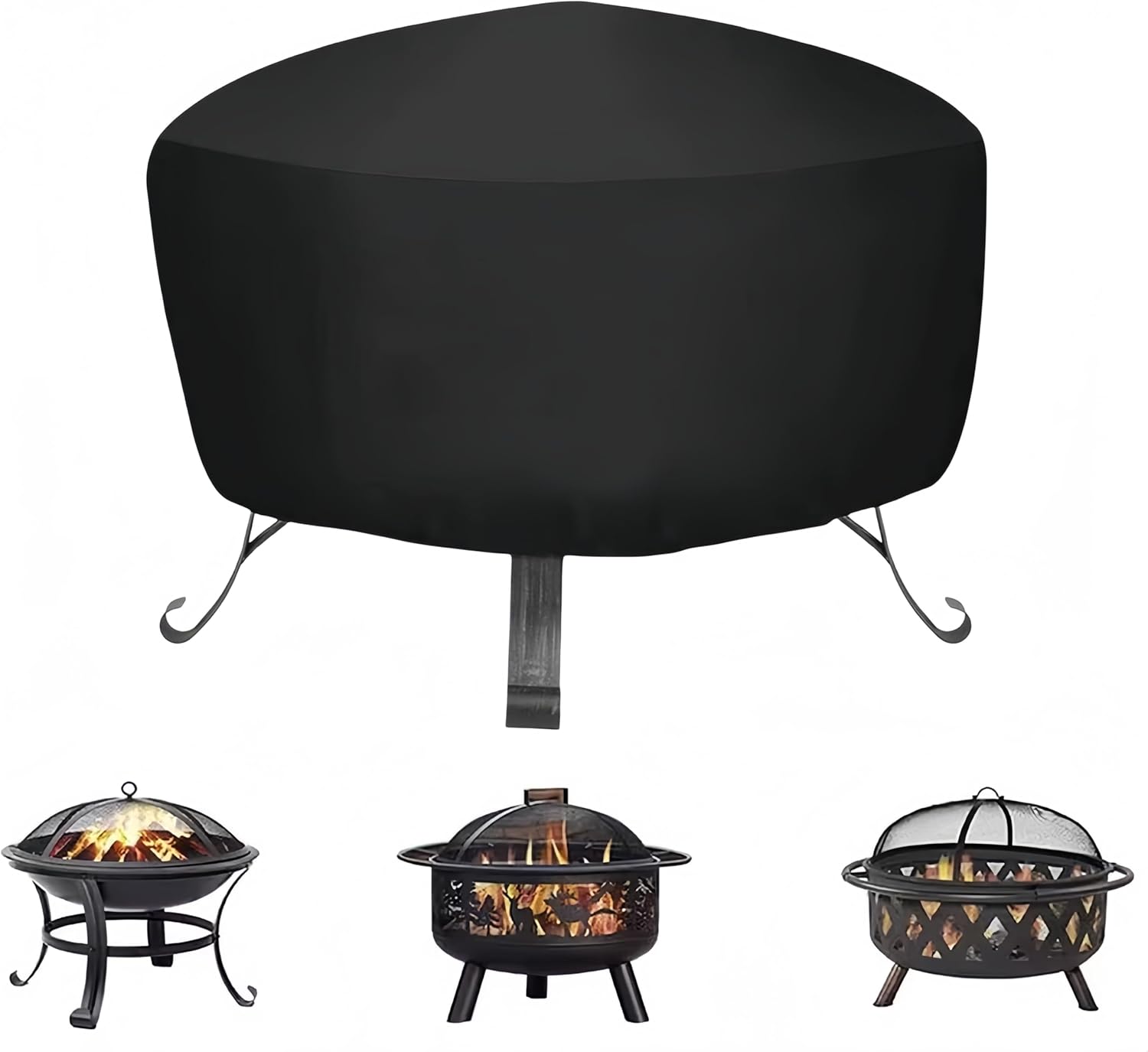 Okrągły pokrowiec ochronny na kominek zewnętrzny, wodoodporny, czarny, do ogrodu i na taras (80 x 80 x 65 cm)