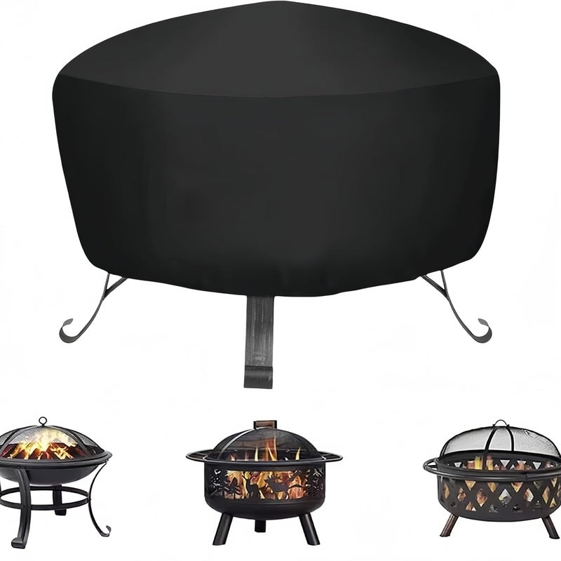 Okrągły pokrowiec ochronny na kominek zewnętrzny, wodoodporny, czarny, do ogrodu i na taras (80 x 80 x 65 cm)
