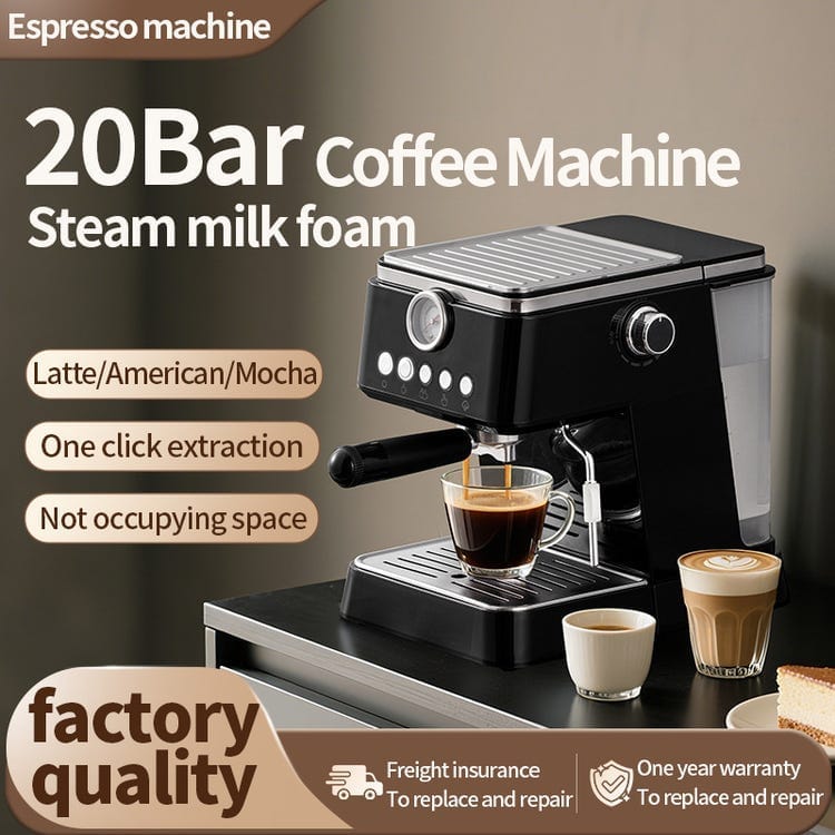 Machine à expresso semi-automatique petits grains de café maison extraction haute pression vapeur tout-en-un bureau - 2