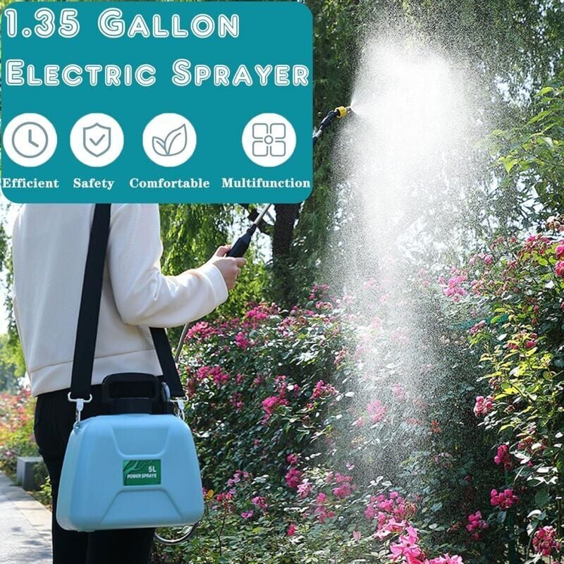 Pulvérisateur Électrique de Jardin avec 3 Buses Réglable, USBRechargeable, Pulvérisateur de Protection des Plantes pour Jardin (5L Pulvérisateur Vert) - 5