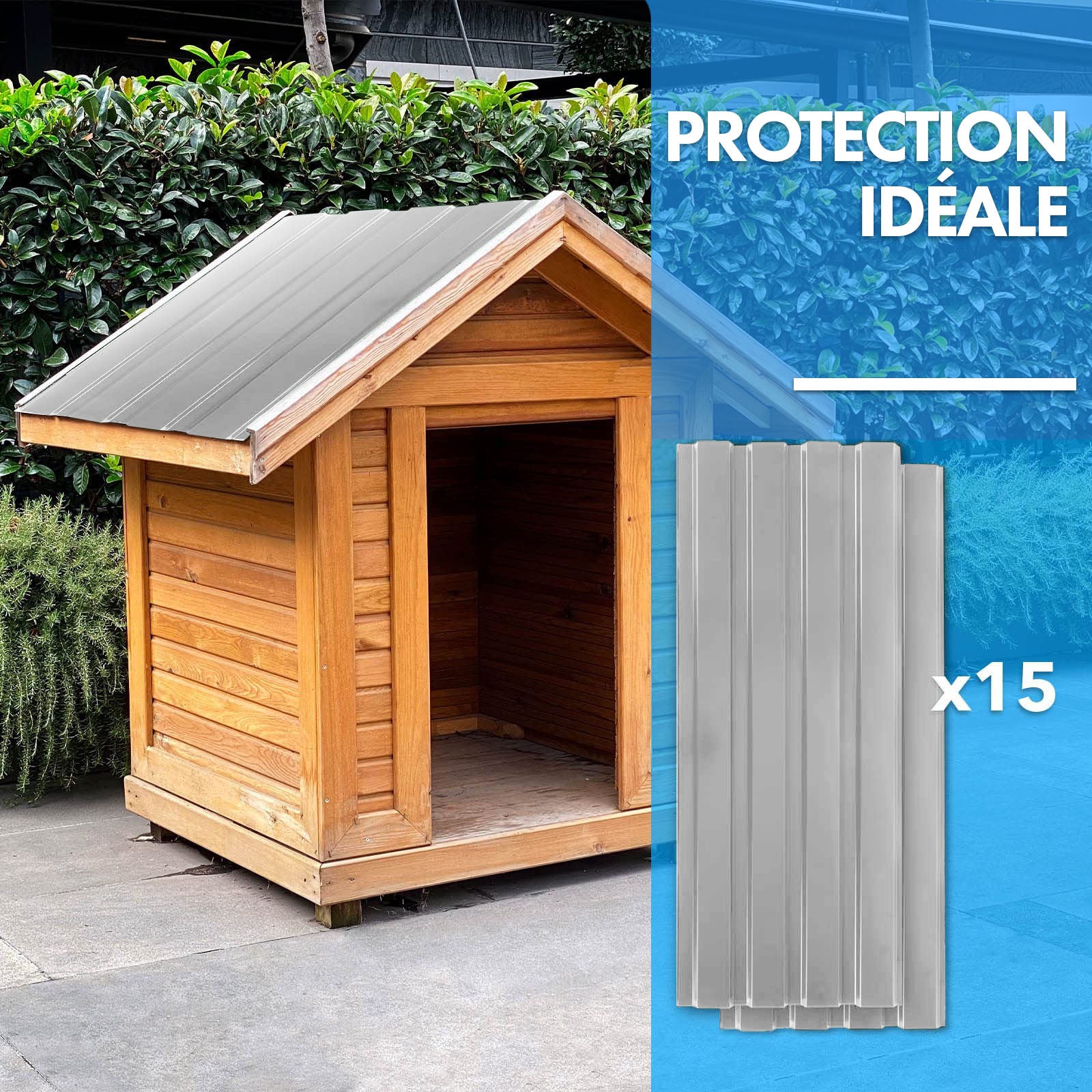 Lot de 15 tôles Couverture métallique Tôle avec vis Épaisseur : 0.25 mm, 115 x 45 cm, Gris clair - 3