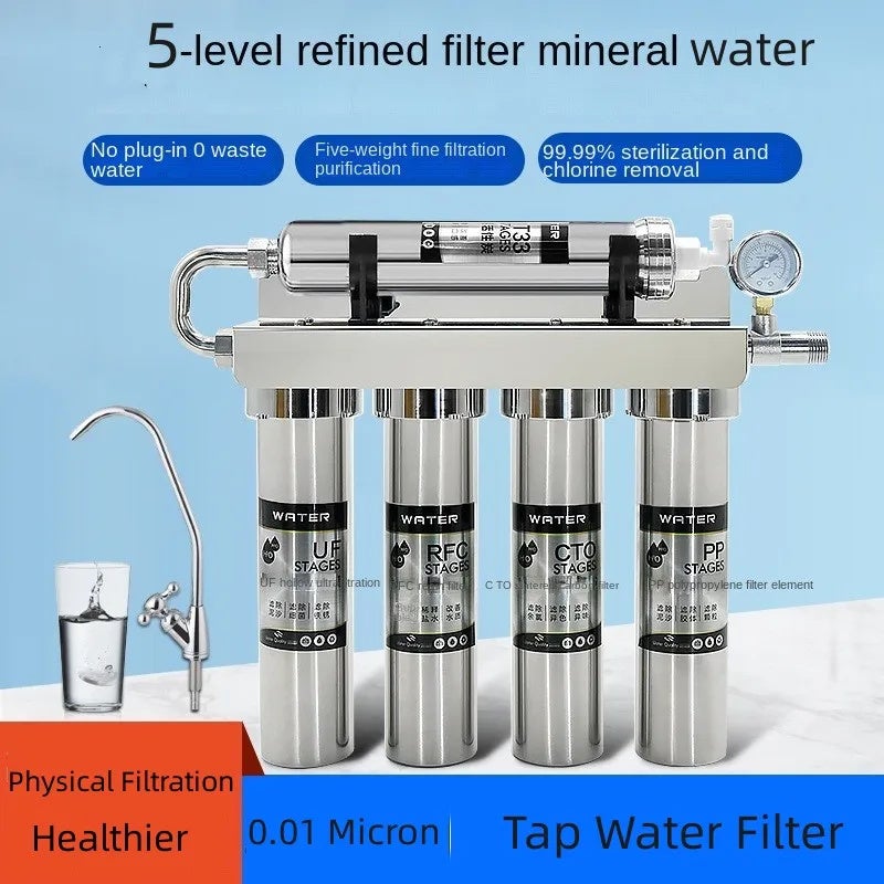 Purificador de água potável direto para cozinha em aço inoxidável, filtro de torneira de água de torneira, nível 5, filtro de água de ultrafiltração - 3