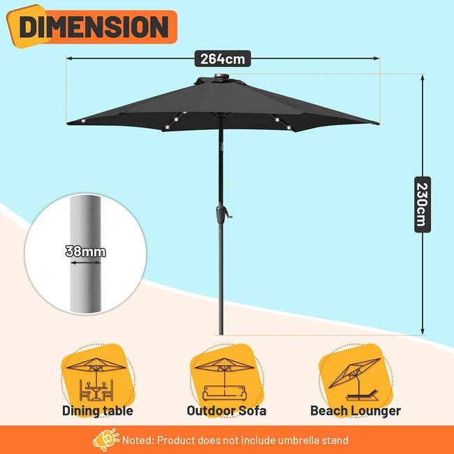 Daromigo Parasol - Diamètre : 270/350 cm - Avec manivelle - Parasol de jardin déporté - Protection solaire UV 50 - Parasol à manivelle imperméable pour jardin, balcon, sans support, Beige avec LED Daromigo Parasol - Diamètre : 270/350 cm - Avec manivelle - Parasol de jardin déporté - Protection solaire UV 50 - Parasol à manivelle imperméable pour jardin, balcon, sans support, Beige avec LED