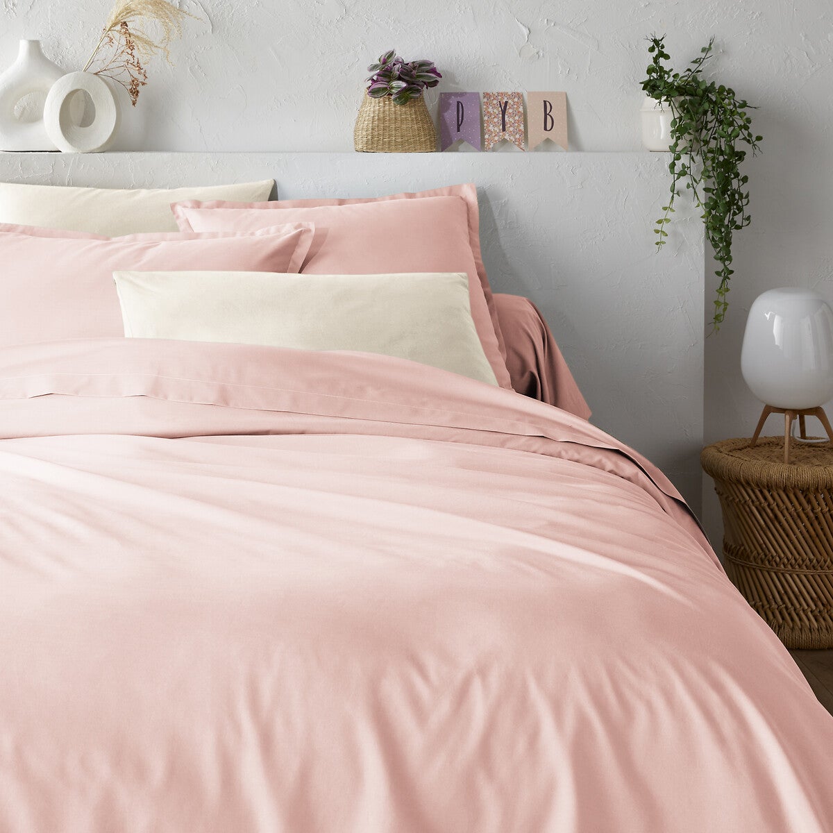 Housse de couette en percale de coton Scenario - Rose poudré - 200 x