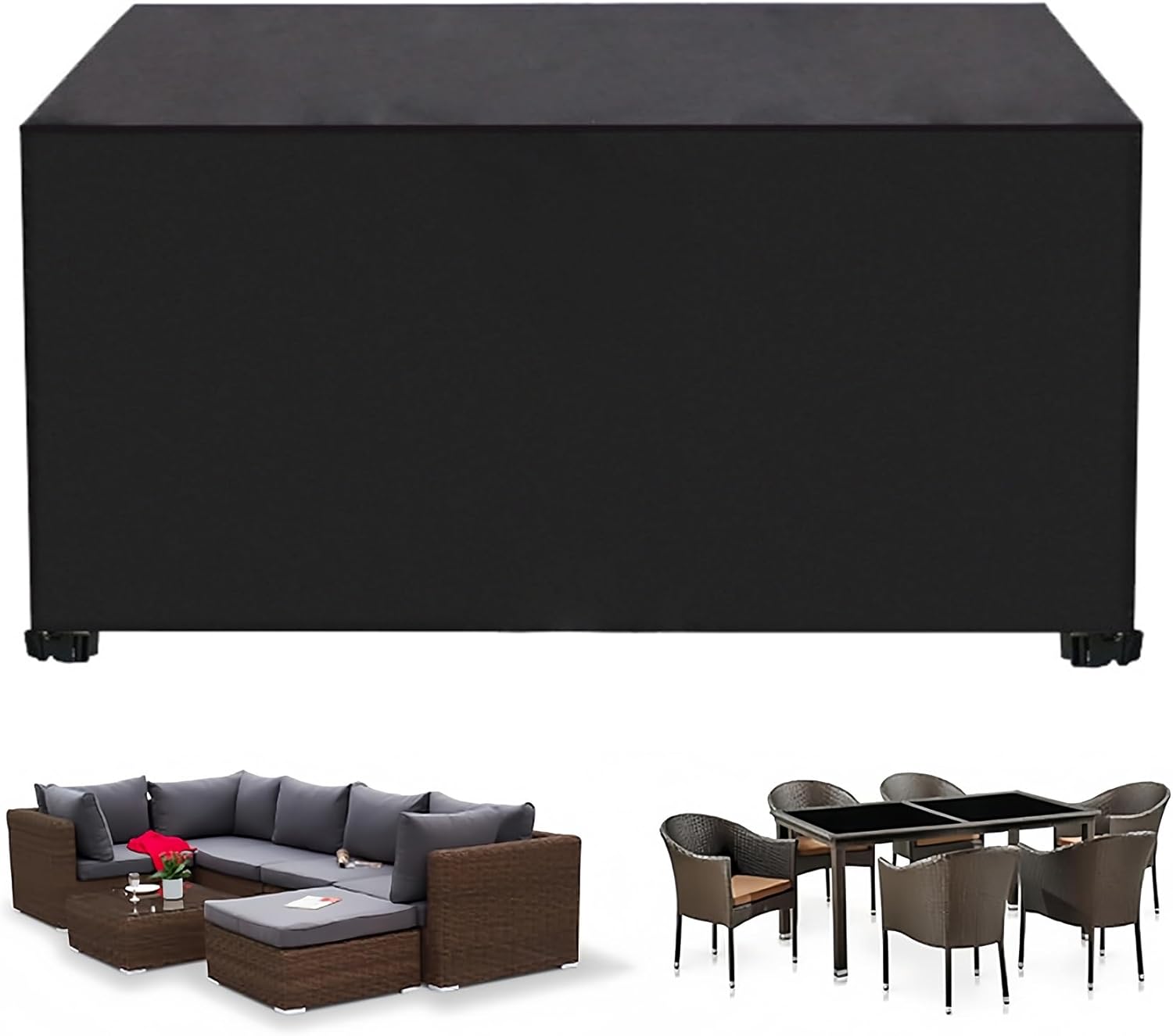 Coprisedia Girevole Da Esterno 2 Pezzi - Impermeabile 600D Oxford, Con Arieggio E Fibbie, 79,5x82,5x99 Cm, Nero - 2